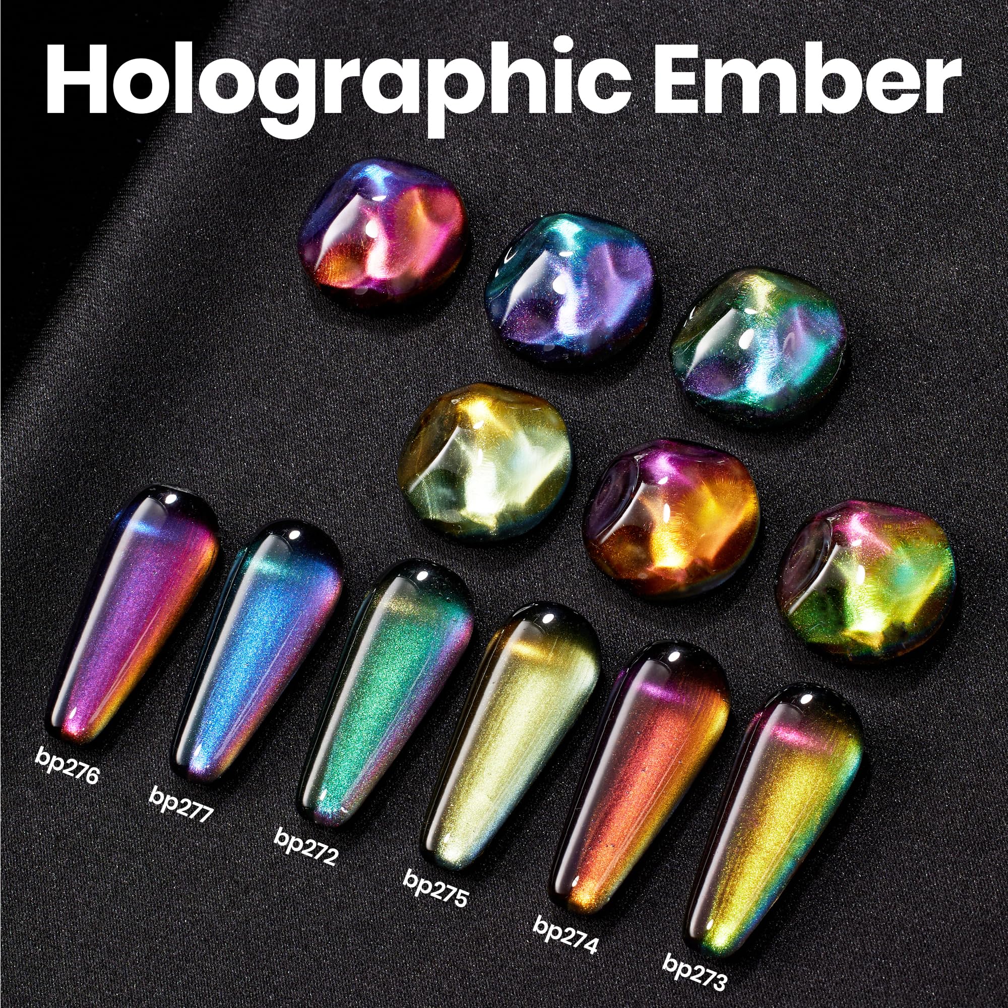 Beetles Chrome Nail Polish Set – Chameleon Ember (6 Colors), Quick Dry & Long-Lasting Shine