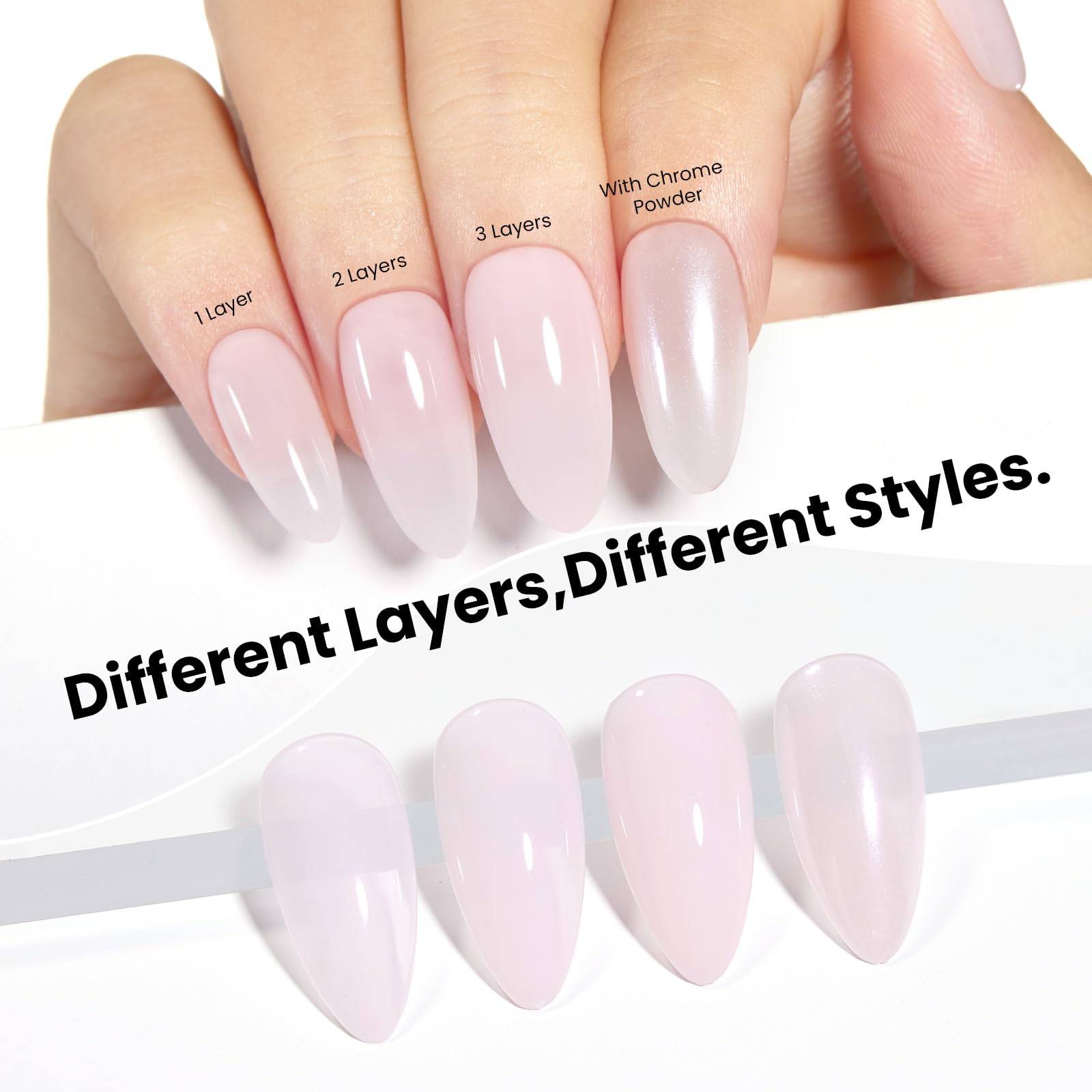 Beetles Chrome Nail Powder Gel Polish Kit – Pearl Glazed Donut Mirror Finish with Base & Top Coat