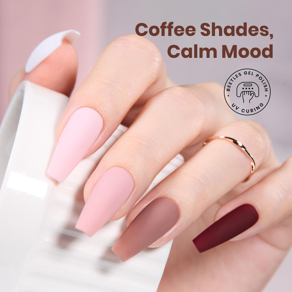 Beetles Gel Polish Set – Coffee Time: 6 Neutral Shades, Long-Lasting UV Gel Polish