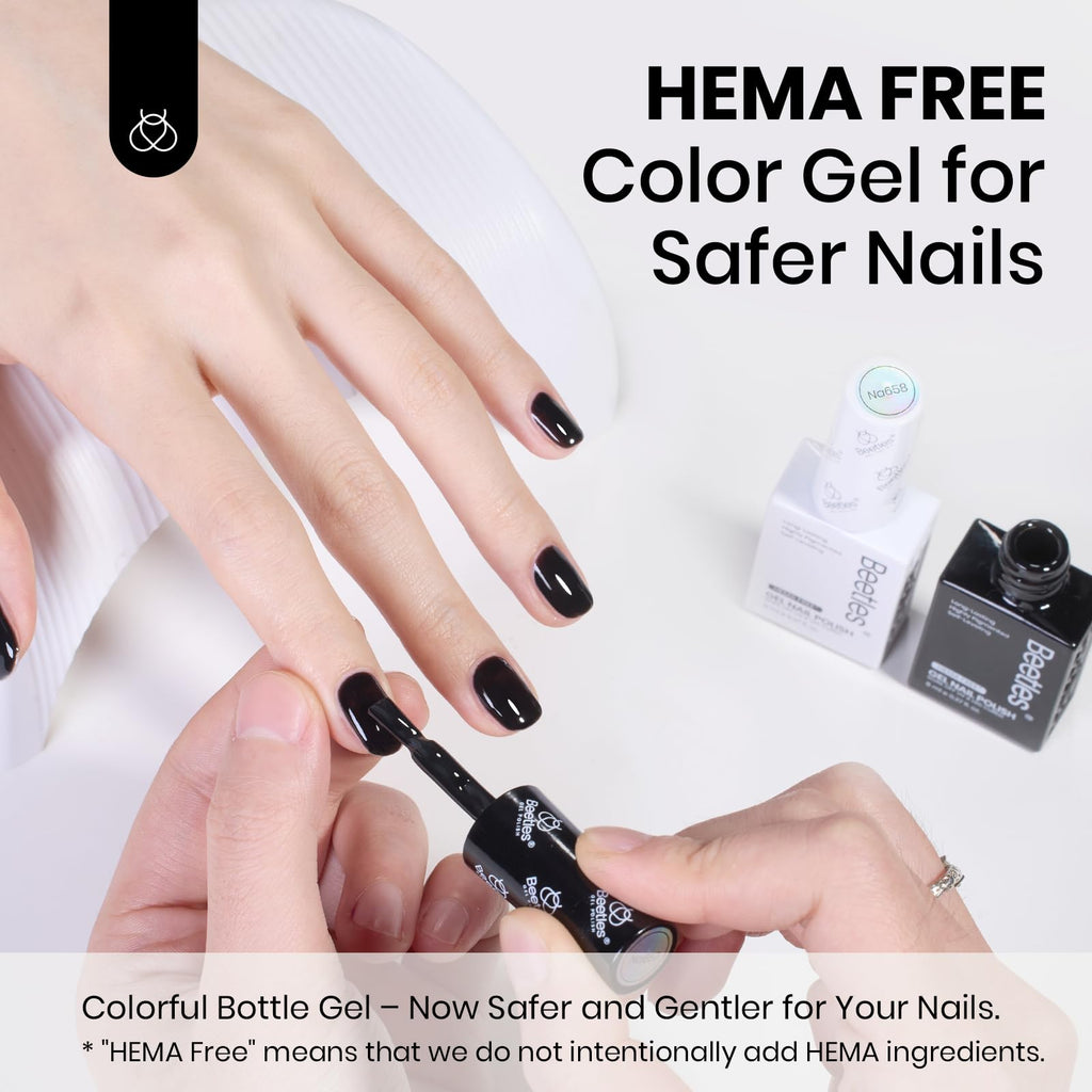 Beetles Black and White Gel Polish – HEMA-Free Monochrome Set, 2x15ml
