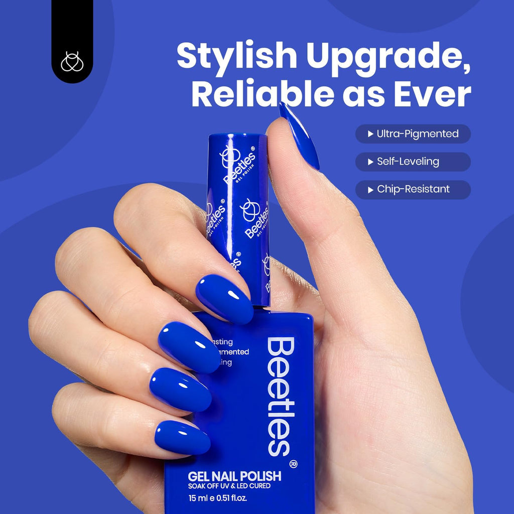 Beetles Blue Gel Nail Polish 15ml – Noble Night (Royal Blue, F182) | Soak-Off UV/LED, Cruelty-Free