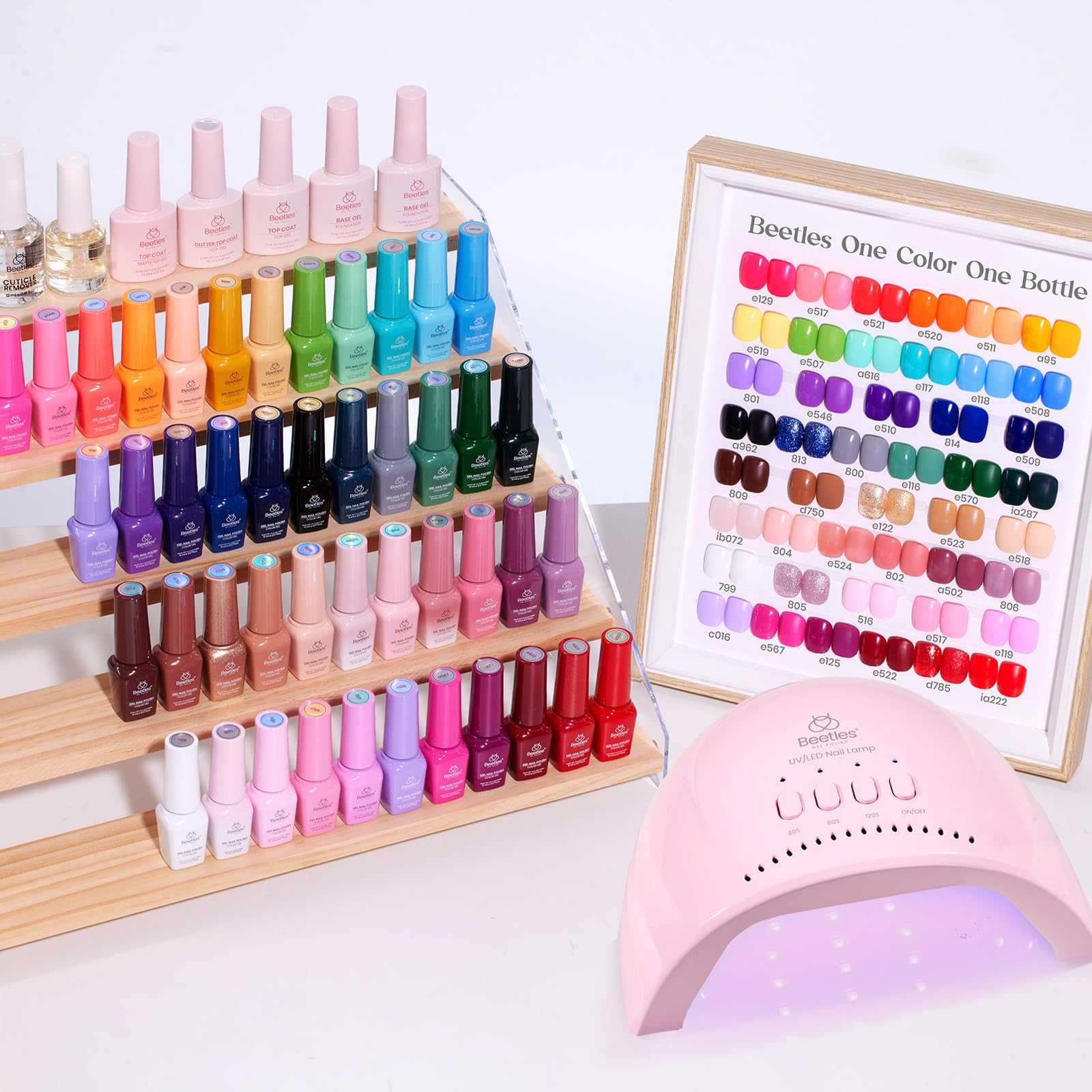 Beetles Gel Nail Polish Kit with UV Light, 45 Colors, 75-Pcs, Emotional Journey Set