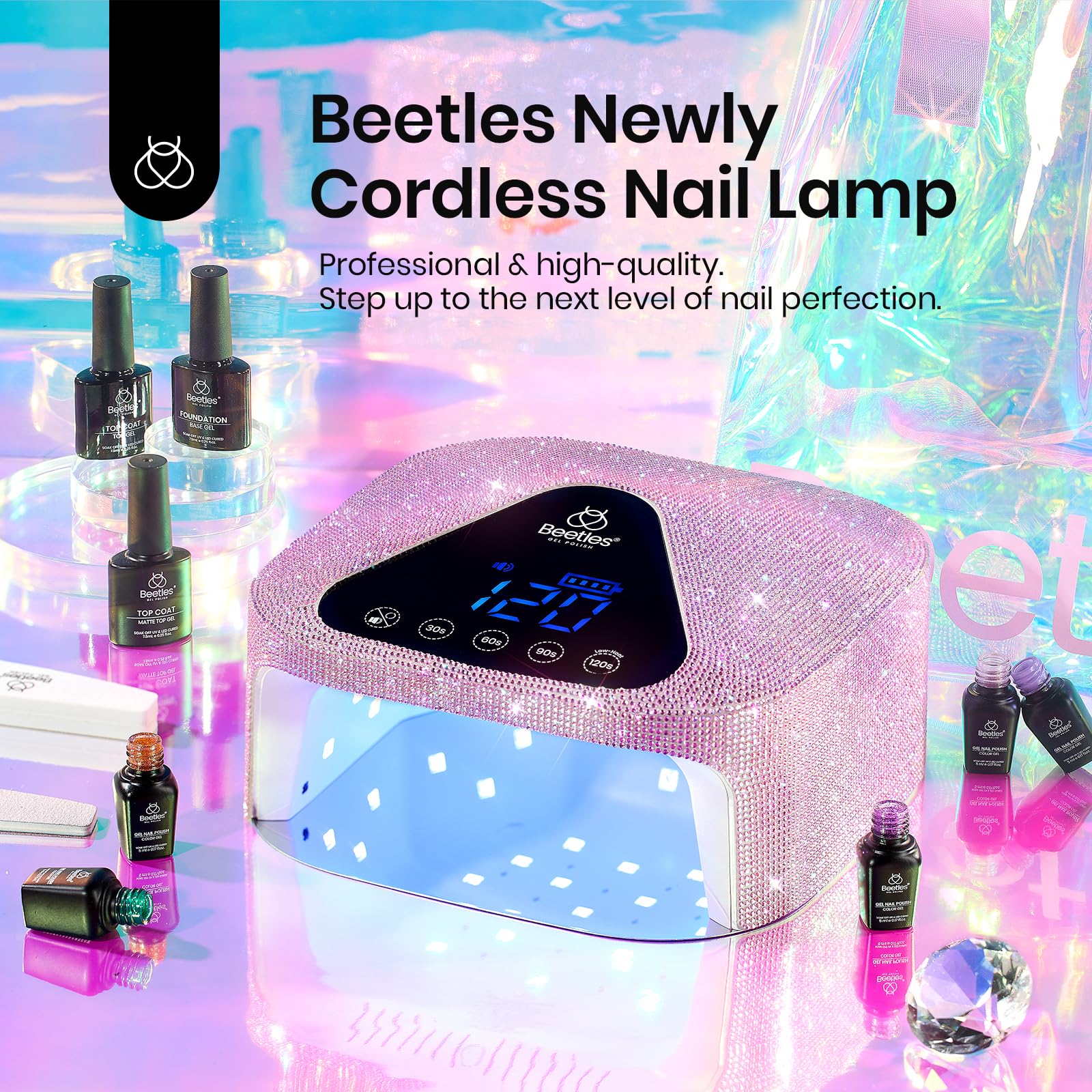 Beetles UV Nail Lamp Cordless – 4-Mode Flash Cure, Low-Heat Gel Nail Dryer