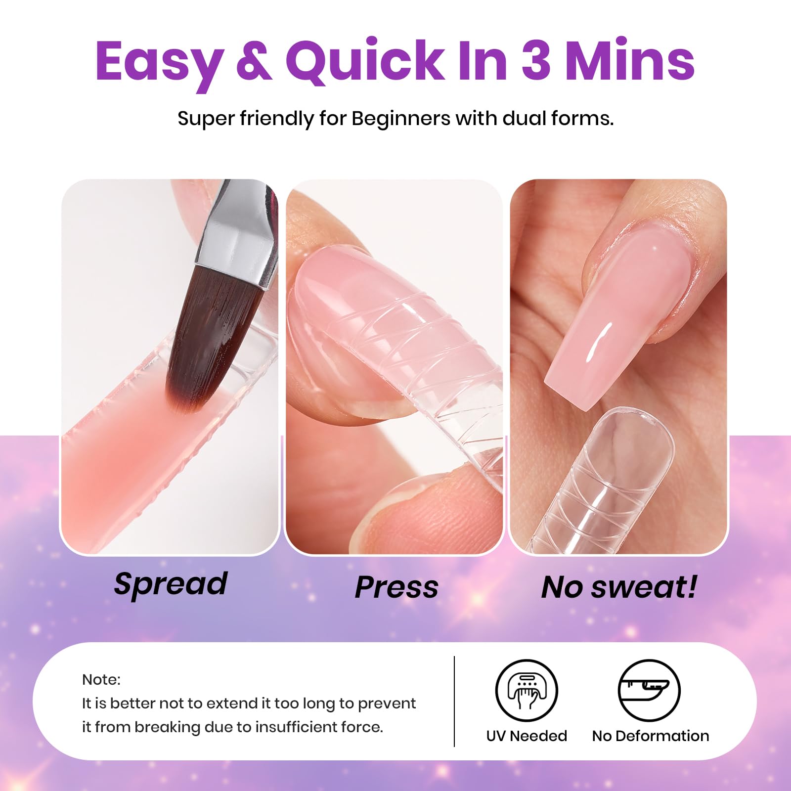 Beetles 30 Colors Poly Extension Gel Nail Kit with UV Lamp – All-in-One Starter Set