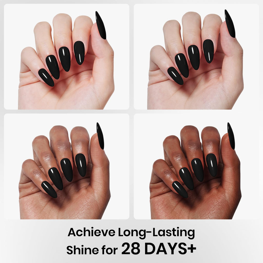 Beetles Gel Polish 3-Piece Set: No-Wipe Top Coat, Base Coat & Audrey Black – 28+ Day Shine