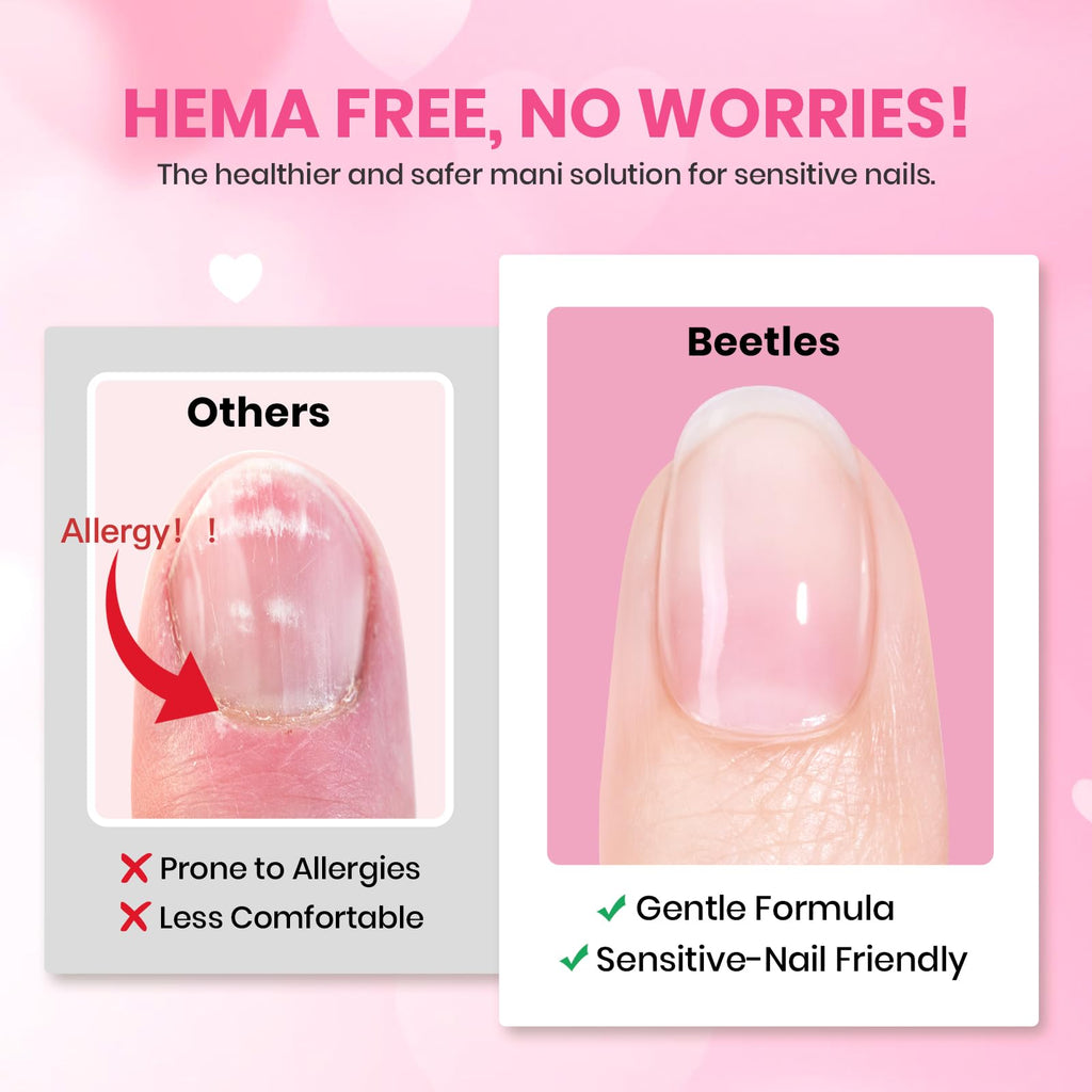 Beetles Valentine's Day Heart Gel Top Coat 15ml – HEMA-Free Glitter Shine, No Wipe, 21 Day Wear