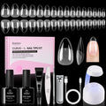 Beetles Curve-EX Almond Short Gel Nail Kit – 320 Tips, Glue Gel, Mini Lamp