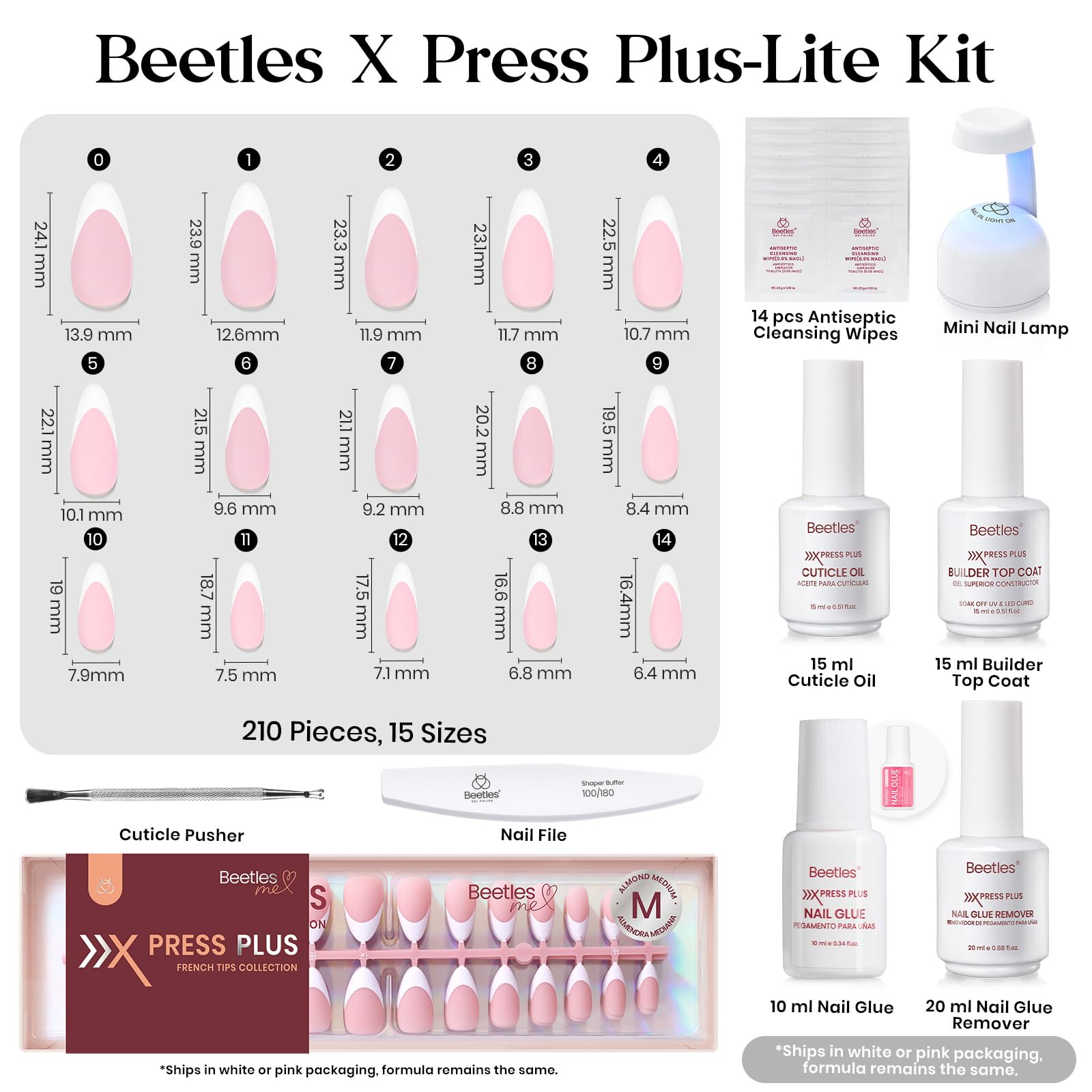 Beetles X Press Plus Gel Nails Kit – Peachy French | All-In-One Press-On Nails