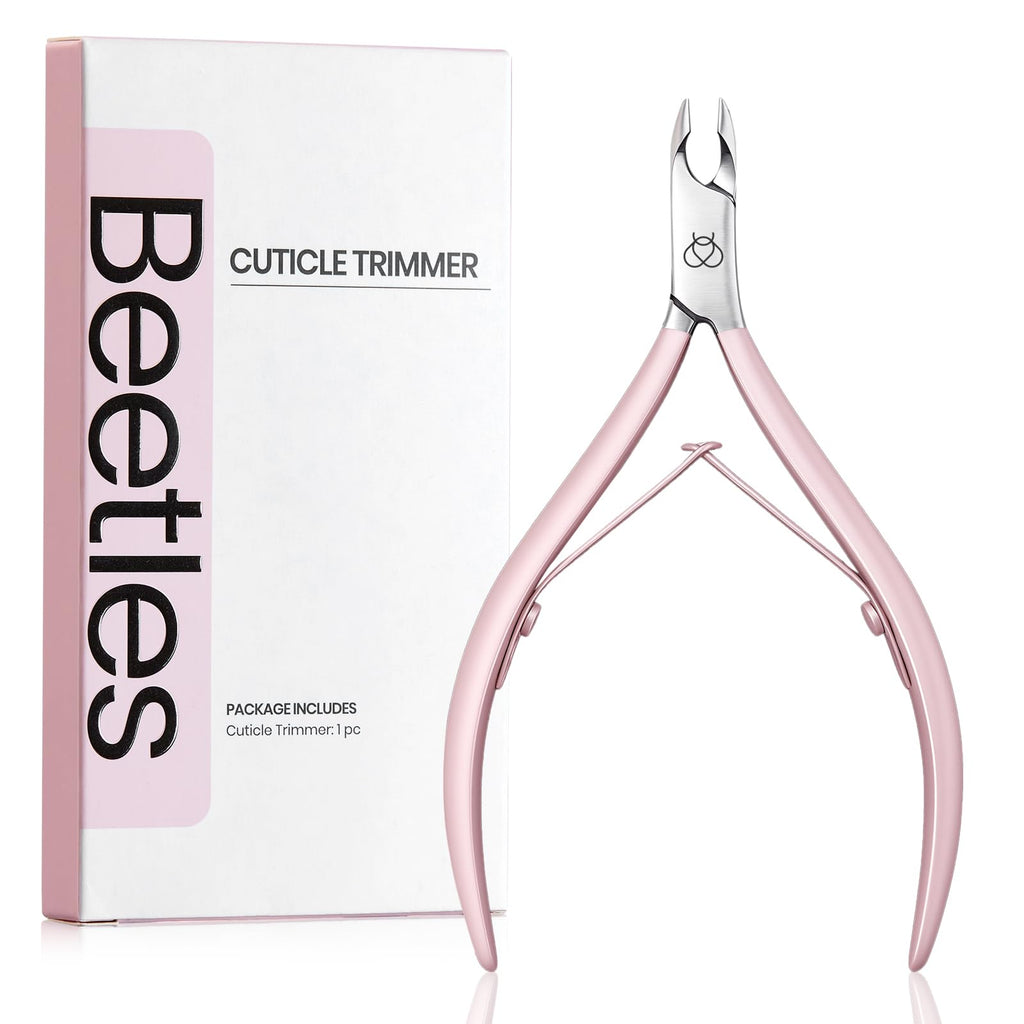 Beetles Cuticle Trimmer – 0.16-Inch Fine Jaw Nail Cuticle Nippers, Stainless Steel, Pink, Beginner Friendly