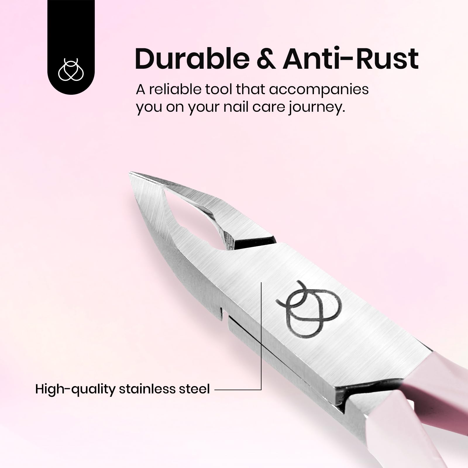 Beetles Cuticle Trimmer – 0.16-Inch Fine Jaw Nail Cuticle Nippers, Stainless Steel, Pink, Beginner Friendly