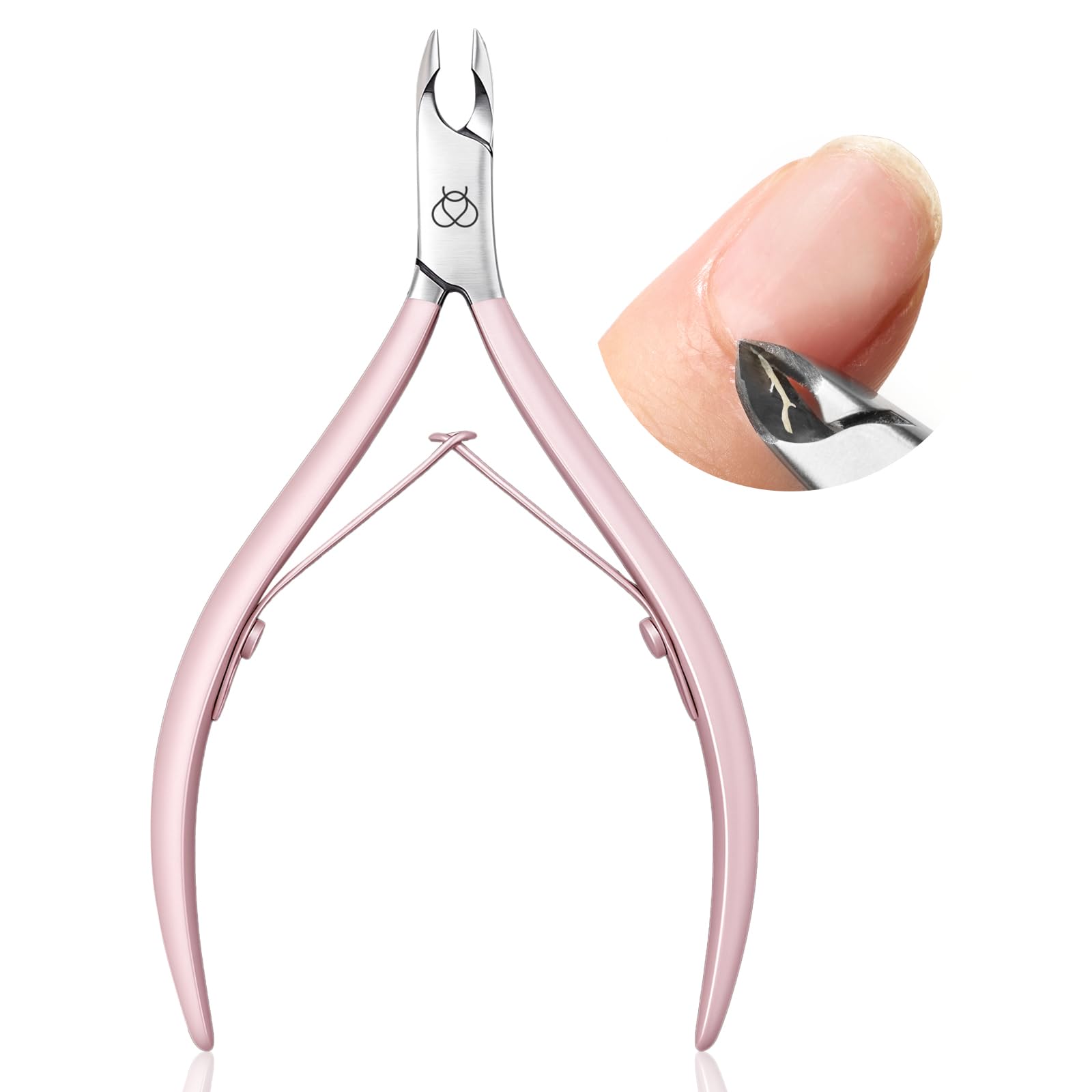 Beetles Cuticle Trimmer – 0.16-Inch Fine Jaw Nail Cuticle Nippers, Stainless Steel, Pink, Beginner Friendly