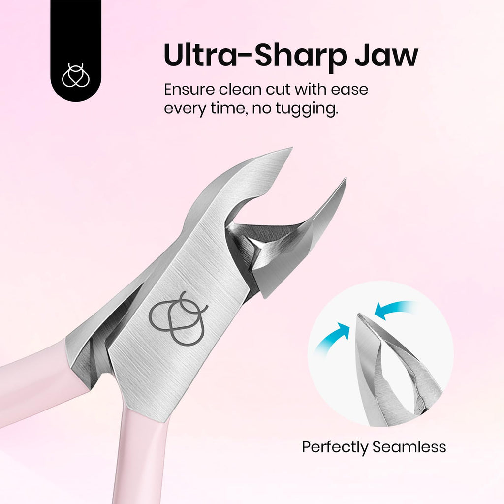Beetles Cuticle Trimmer – 0.16-Inch Fine Jaw Nail Cuticle Nippers, Stainless Steel, Pink, Beginner Friendly