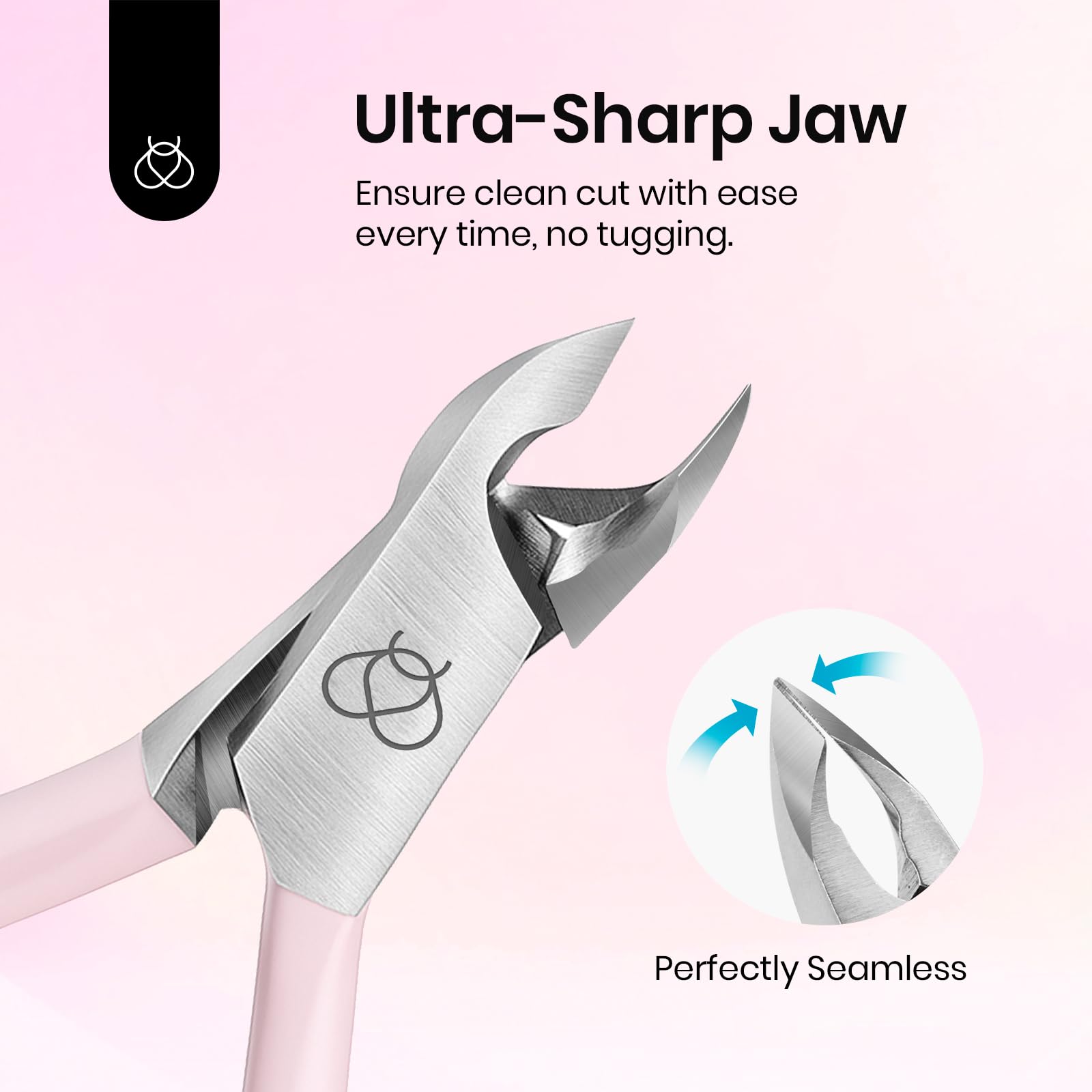 Beetles Cuticle Trimmer – 0.16-Inch Fine Jaw Nail Cuticle Nippers, Stainless Steel, Pink, Beginner Friendly