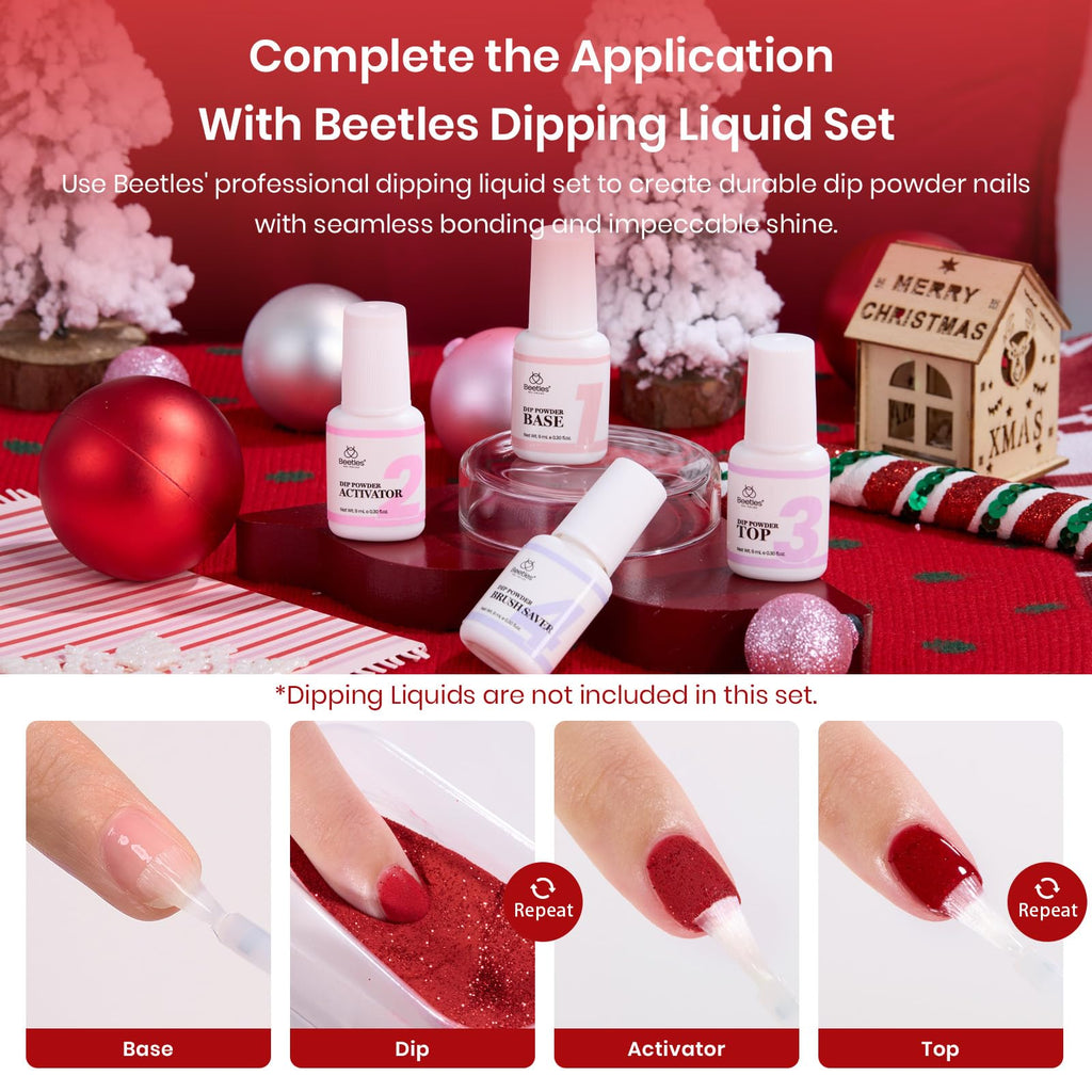 Beetles Dip Powder Nail Set – 6 Colors, No Lamp Needed, Glossy Finish