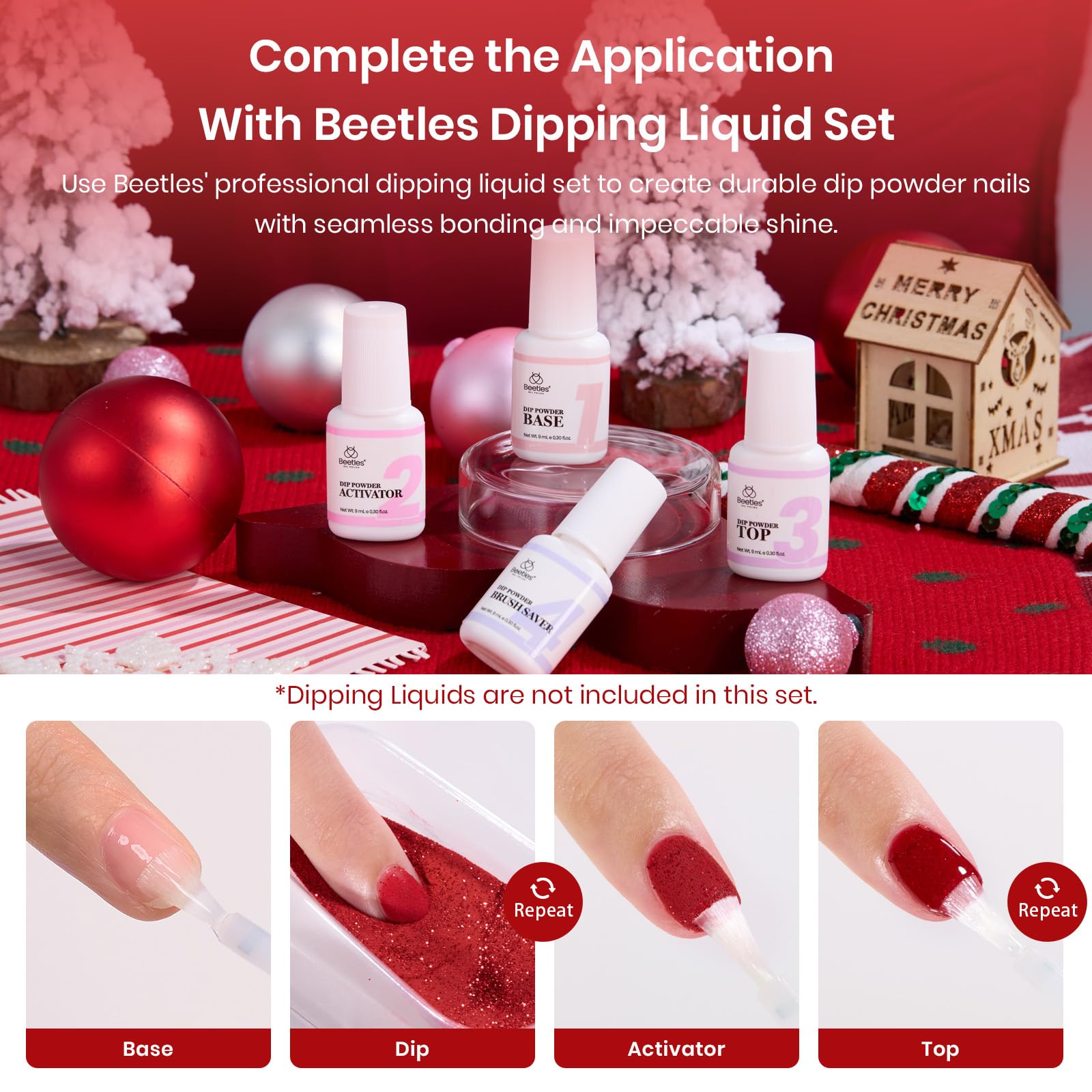 Beetles Dip Powder Nail Set – 6 Colors, No Lamp Needed, Glossy Finish