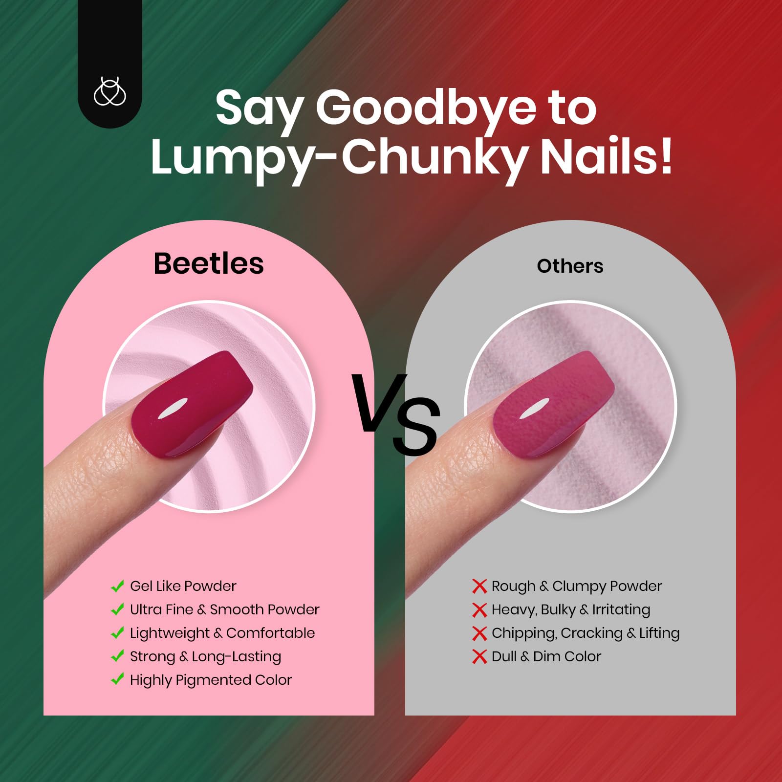 Beetles Dip Powder Nail Set – 6 Colors, No Lamp Needed, Glossy Finish