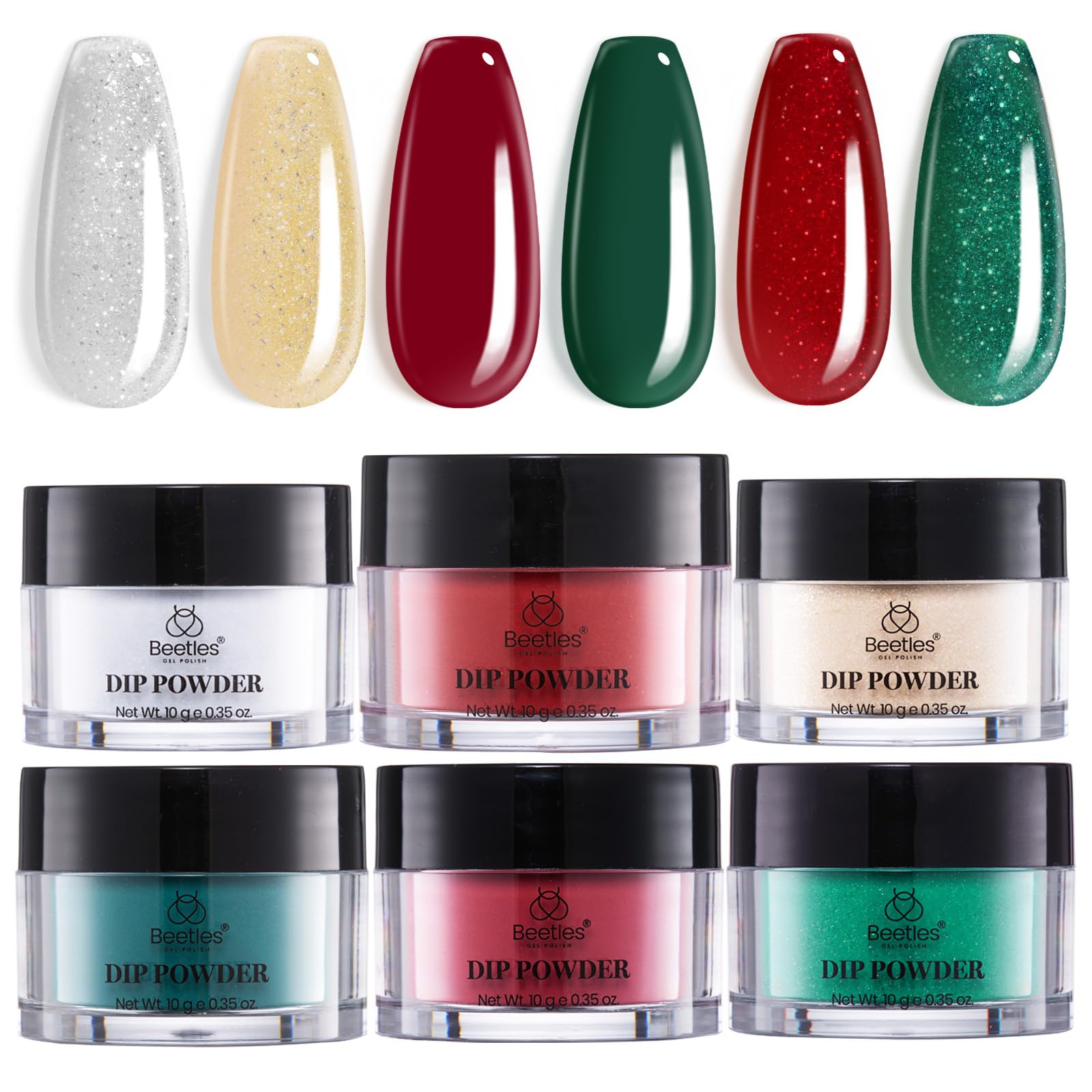 Beetles Dip Powder Nail Set – 6 Colors, No Lamp Needed, Glossy Finish