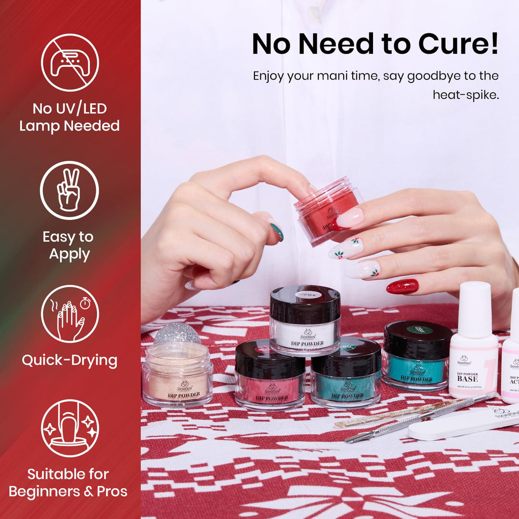 Beetles Dip Powder Nail Set – 6 Colors, No Lamp Needed, Glossy Finish