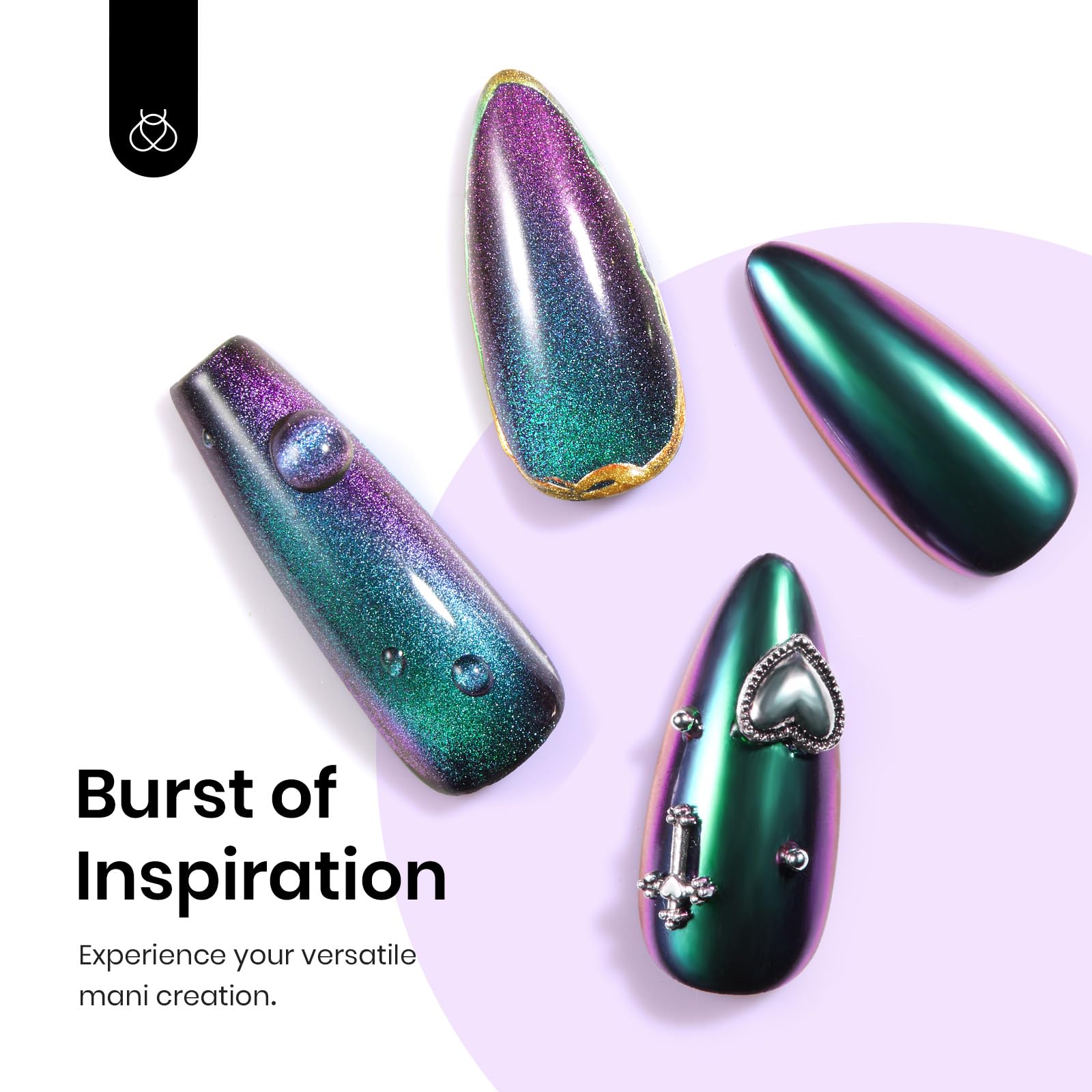 Beetles Cat Eye Chrome Nail Powder Set – 2-in-1 Holographic Metallic Nail Art Kit