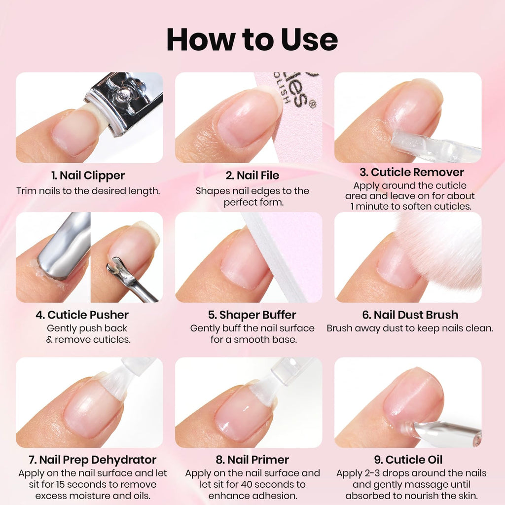 Beetles Nail Prep Kit – All-In-One 10-Tool Set with Dehydrator, Primer & Cuticle Care