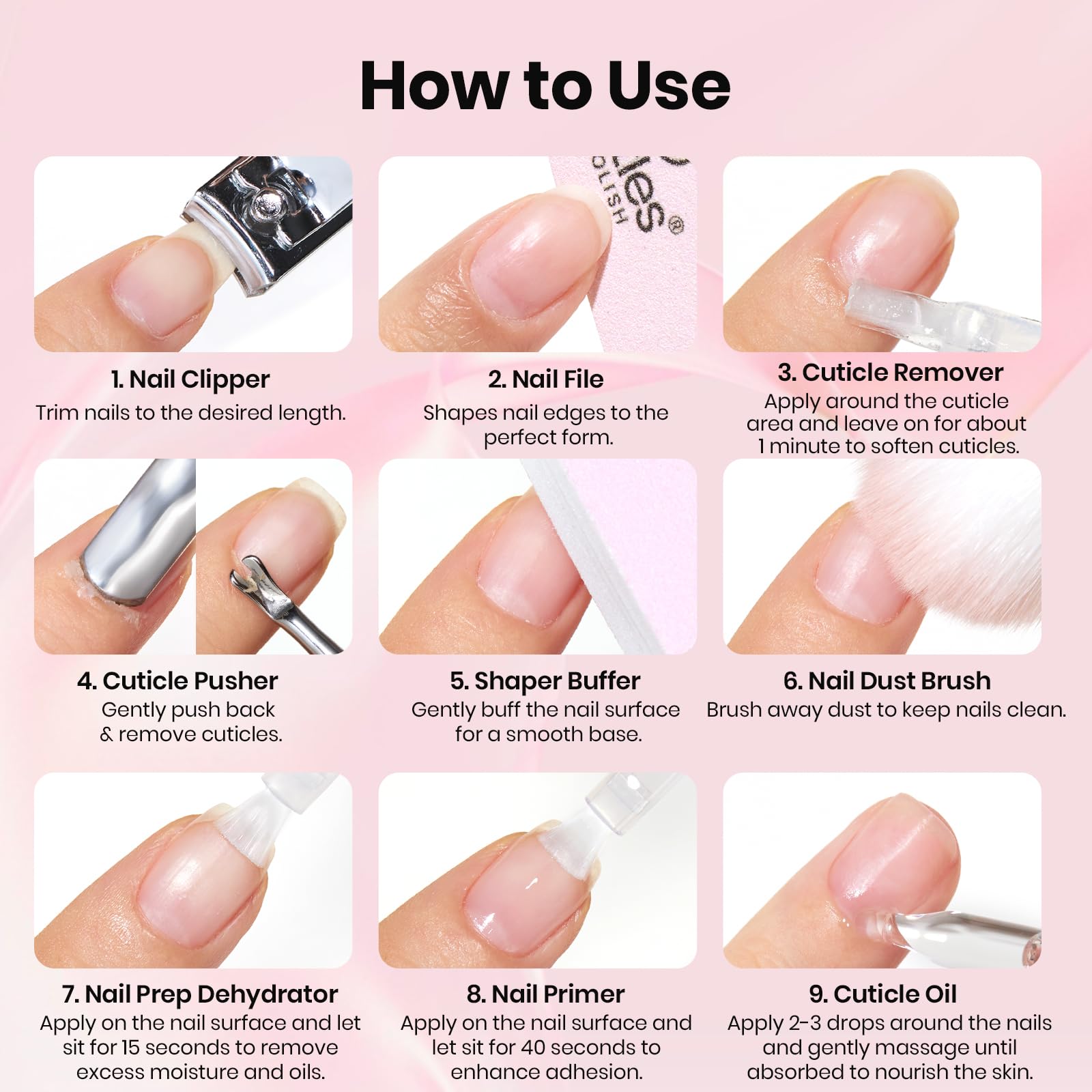 Beetles Nail Prep Kit – All-In-One 10-Tool Set with Dehydrator, Primer & Cuticle Care