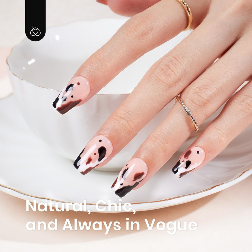 Beetles Gel Nail Tips 510Pcs – 15 Sizes Short Coffin Nail Kit with 5-in-1 Nail Glue Gel & UV LED Lamp