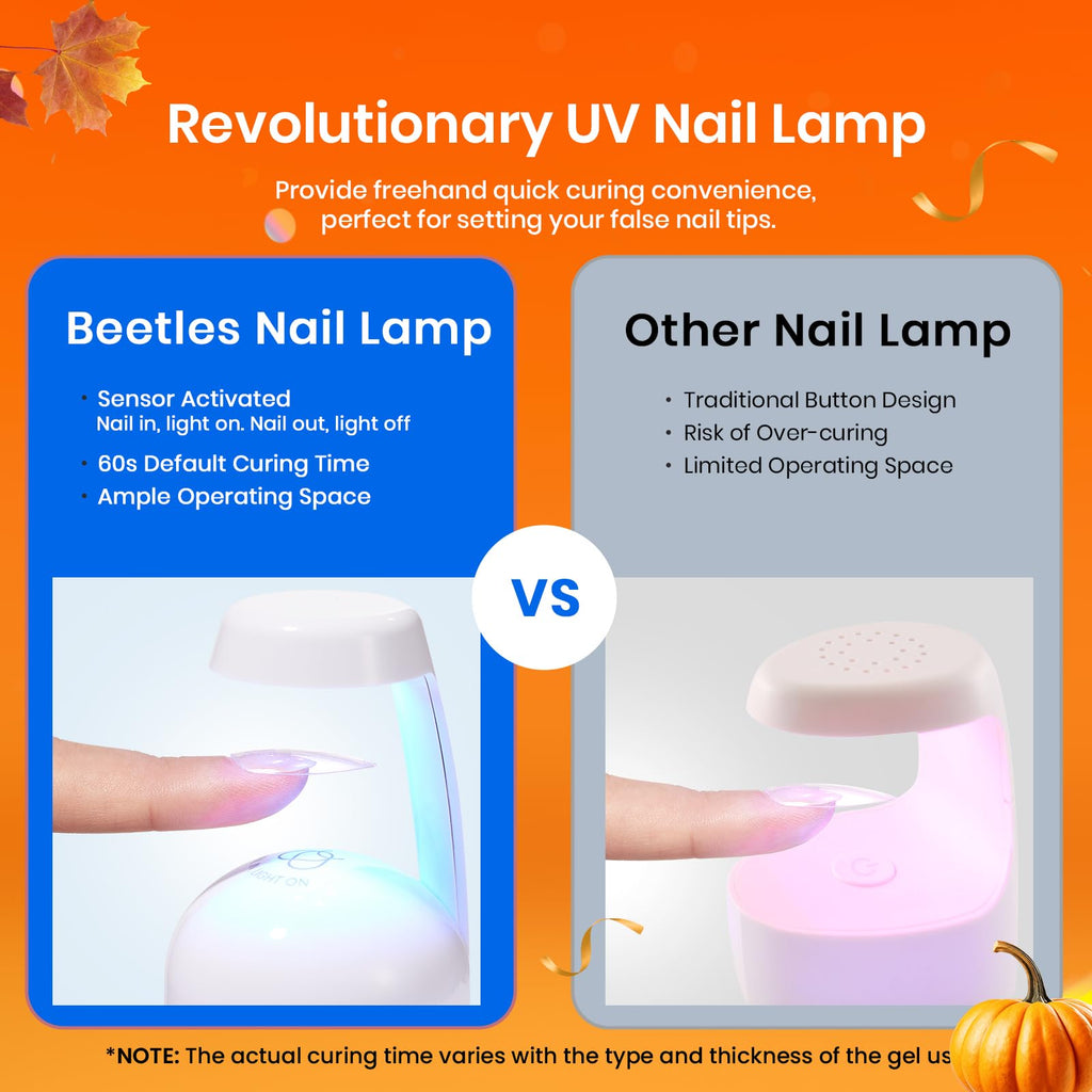 Beetles Etch-X Gel Nail Kit – Almond Short Tips, 576pcs, Dehydrator, Primer, Mini Lamp | Home DIY Extensions