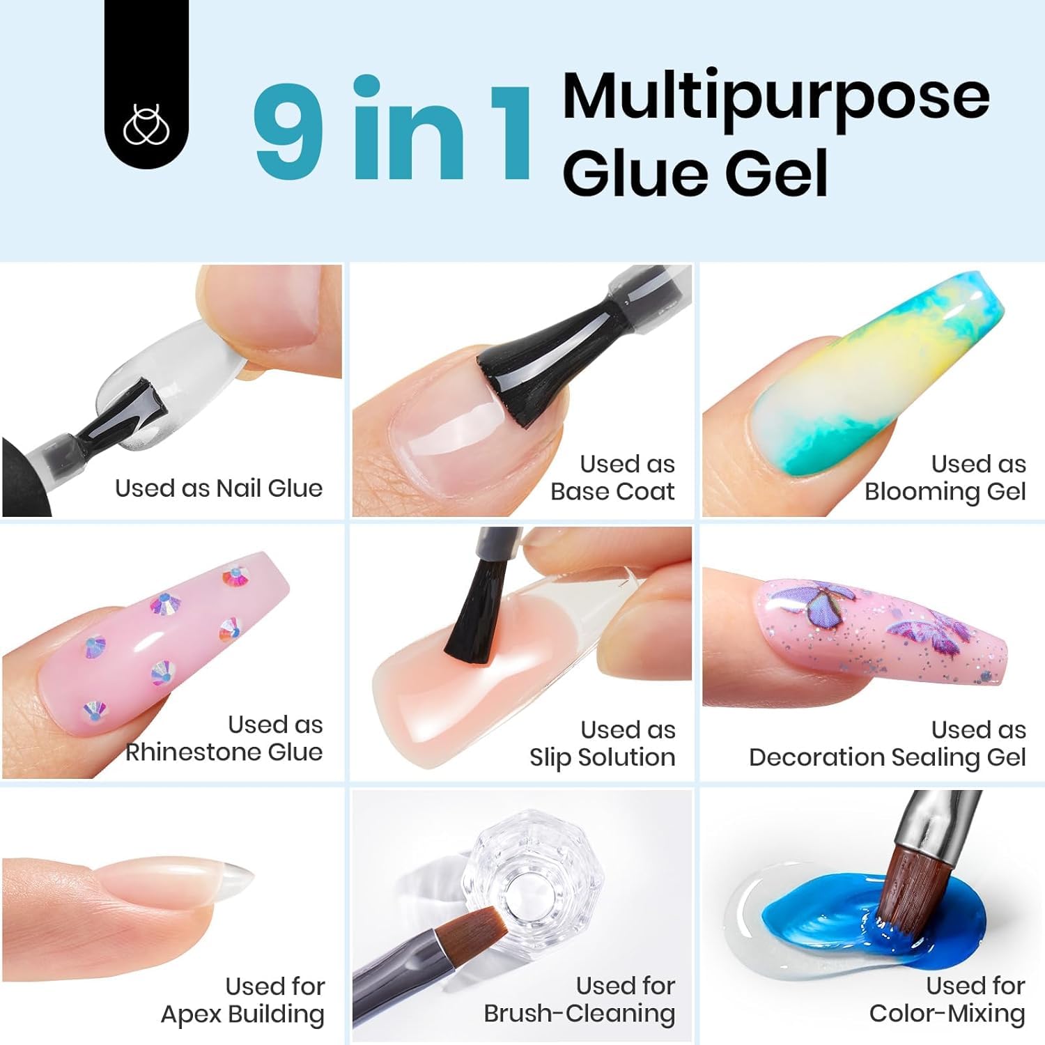 Beetles Gel Nail Kit Etch-X Almond Medium – 500pcs, Mini Lamp, 9-in-1 Glue