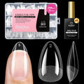 Beetles Gel Nail Kit Etch-X Almond Short Tips — 288pcs, 12 Sizes, HEMA-Free Glue Gel (10ml)