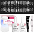 Beetles Etch-X Gel Nail Kit – Almond Short Tips, 576pcs, Dehydrator, Primer, Mini Lamp | Home DIY Extensions