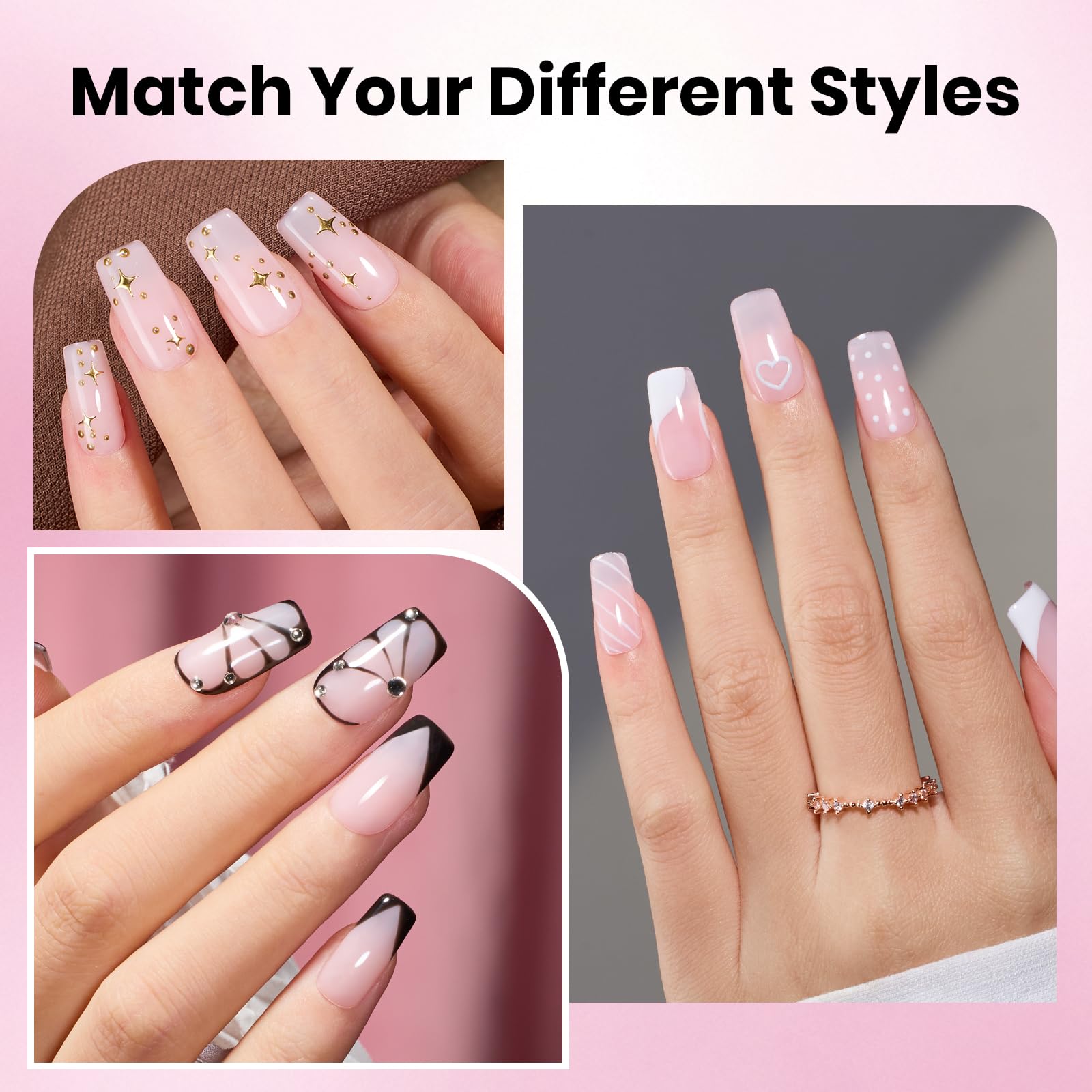 Beetles Etch-X Gel Nail Kit: 288pc Short Square Tips, 12 Sizes, HEMA-Free Base/Top Coat & Glue – DIY Nails at Home
