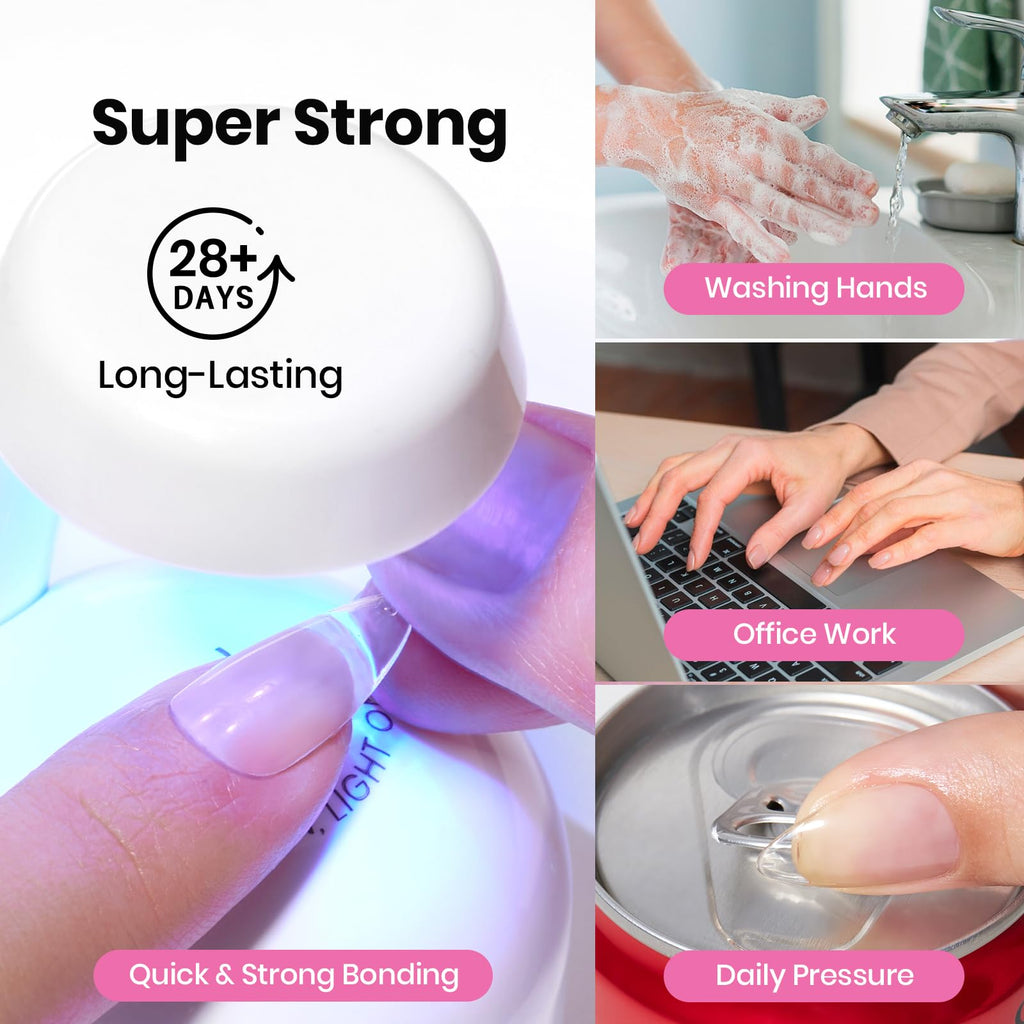 Beetles Etch-X Gel Nail Kit: 288pc Short Square Tips, 12 Sizes, HEMA-Free Base/Top Coat & Glue – DIY Nails at Home