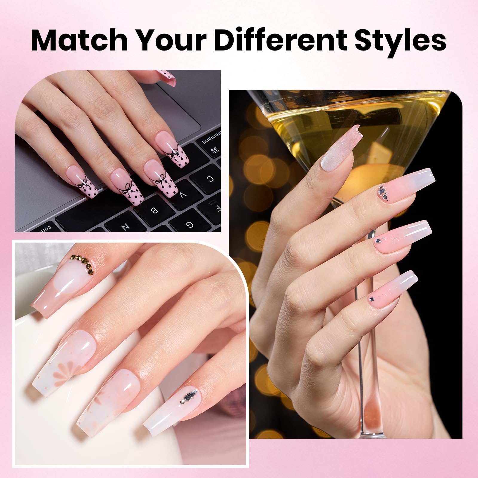 Beetles Gel Nail Kit Etch-X: 288 Tips (12 Sizes) + HEMA-Free Glue, Base & Top Coats