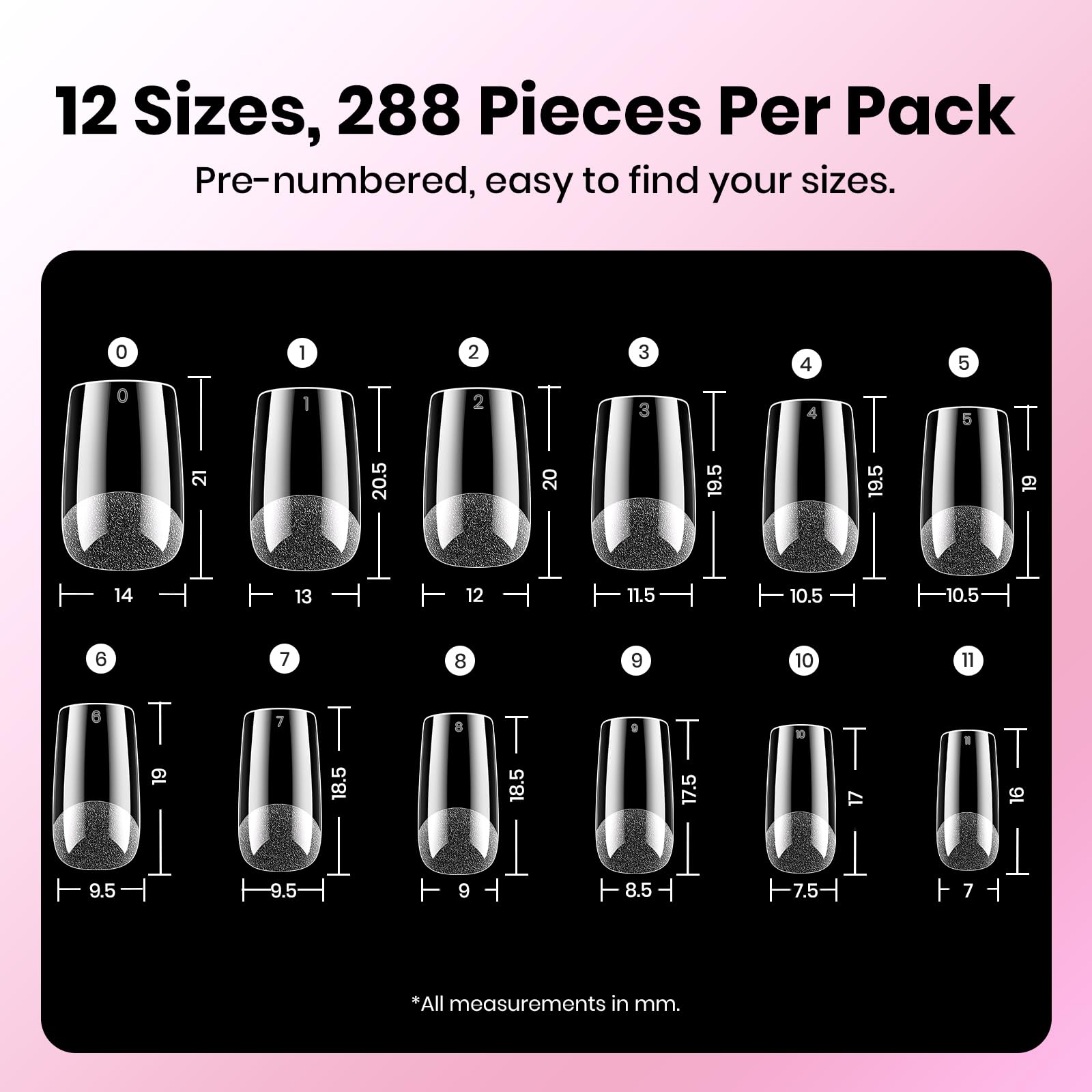 Beetles Etch-X Gel Nail Kit: 288pc Short Square Tips, 12 Sizes, HEMA-Free Base/Top Coat & Glue – DIY Nails at Home