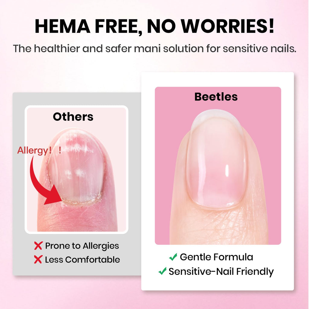 Beetles Gel Nail Kit Etch-X: 288 Tips (12 Sizes) + HEMA-Free Glue, Base & Top Coats