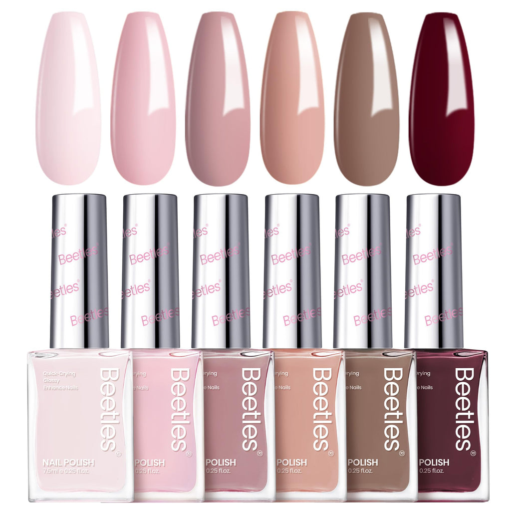 Beetles Fall Nail Polish Set Coconut Mousse – 6 Colors, Quick Dry, Nude Browns