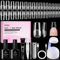 Beetles Gel Nail Kit Flat-X Square Medium – 320 Tips, Glue Gel, Base & Top Coats, Mini Lamp