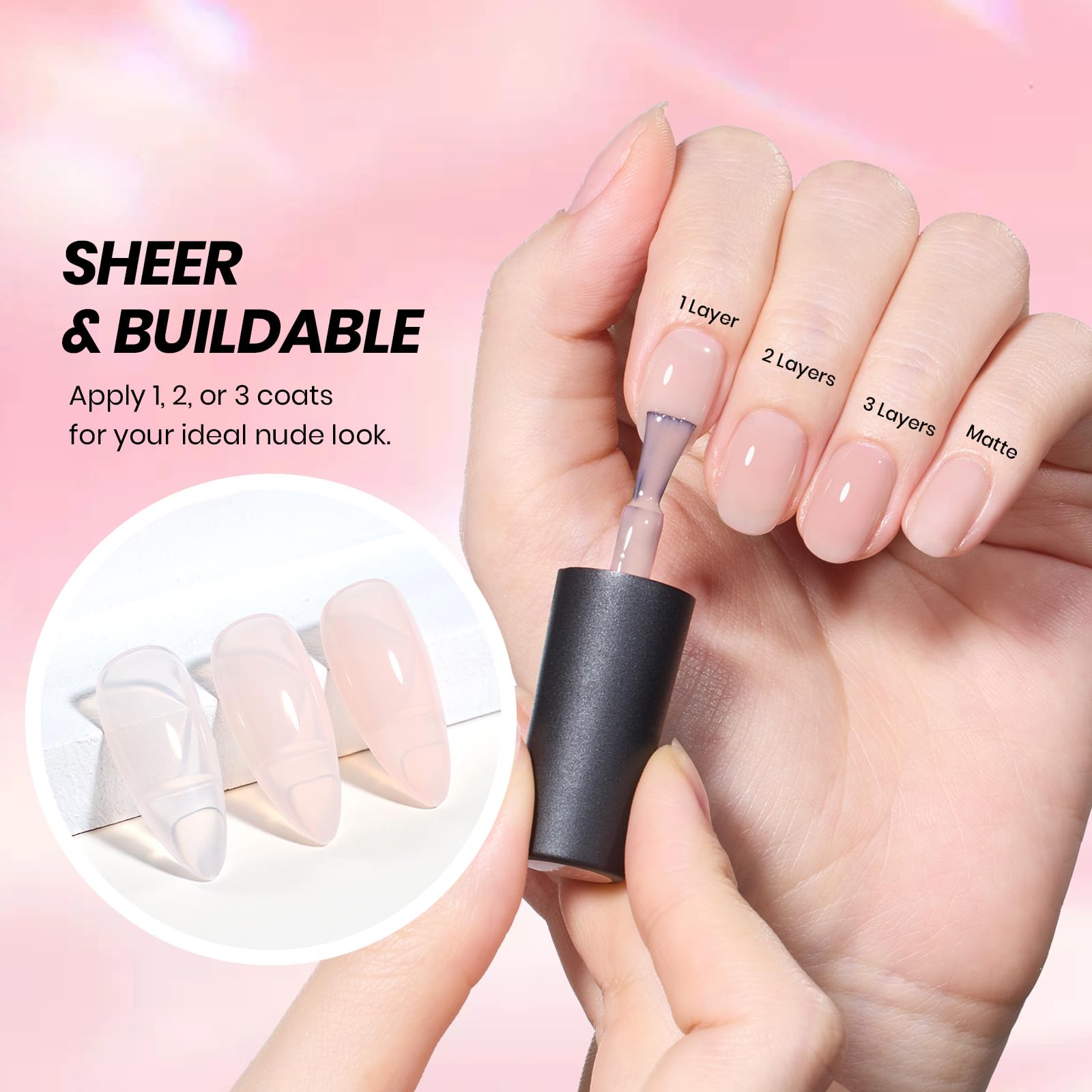 Beetles French Tip Gel Polish Set – Nude Pink & White, UV/LED Soak-Off, 2 Sticker Styles