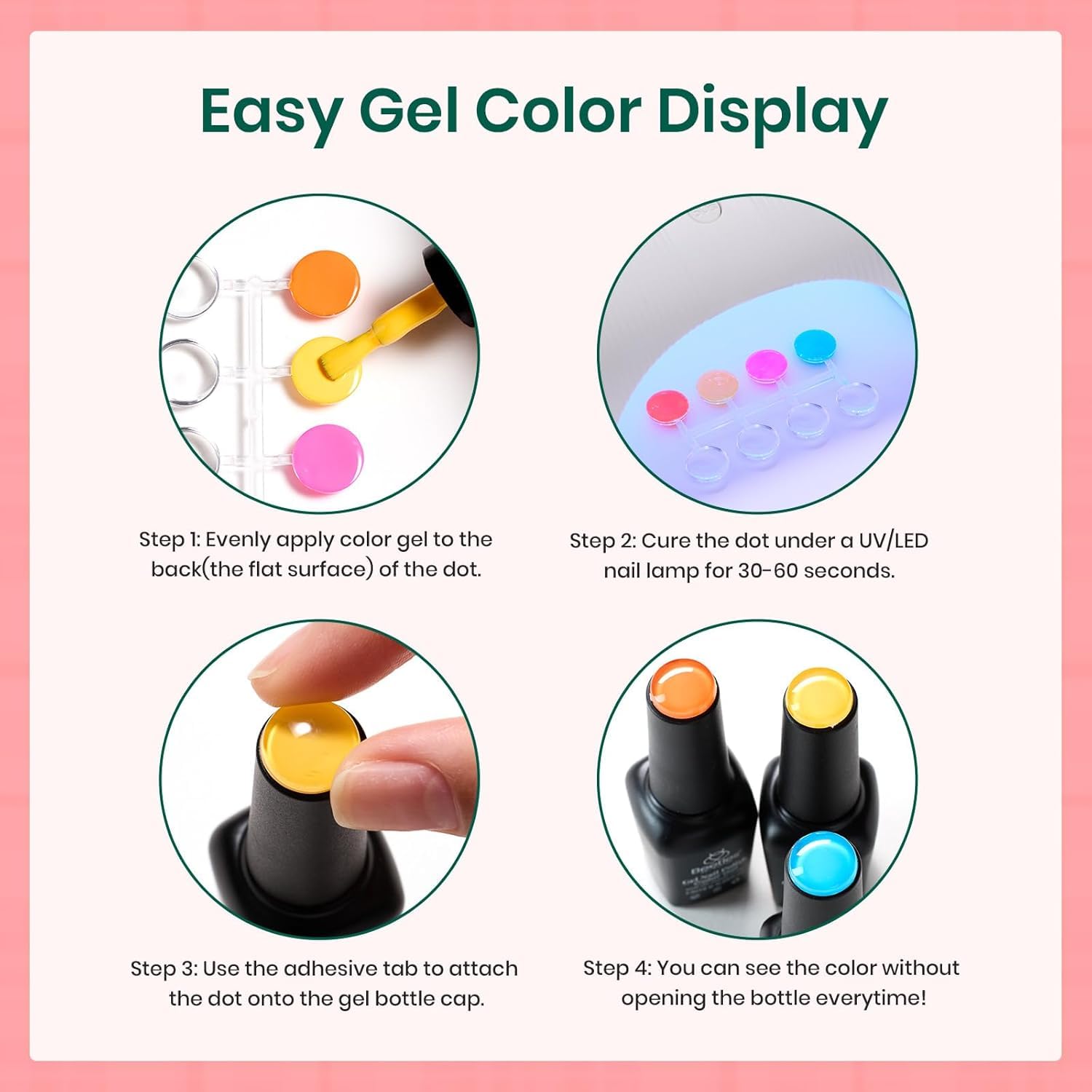 Beetles Gel Nail Polish Set – 36 Colors Rainbow Neon Collection + 46-Piece Kit with Top/Base Coat, Liner Brush, and Rhinestone Gel