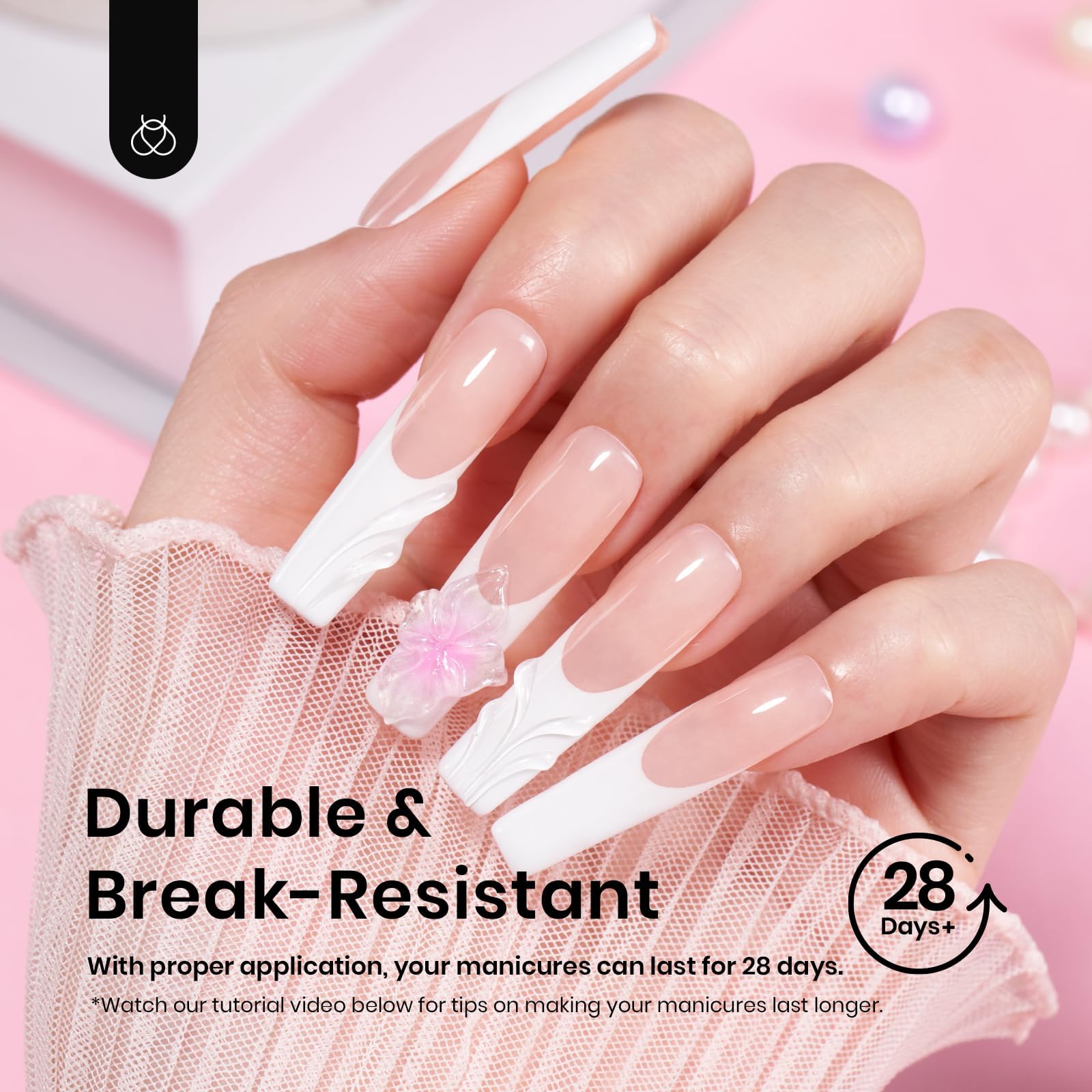 Beetles Gel Nail Tips Long Square – 288 Pcs Half Matte Pre-Shaped Press-On Nails for DIY Extensions