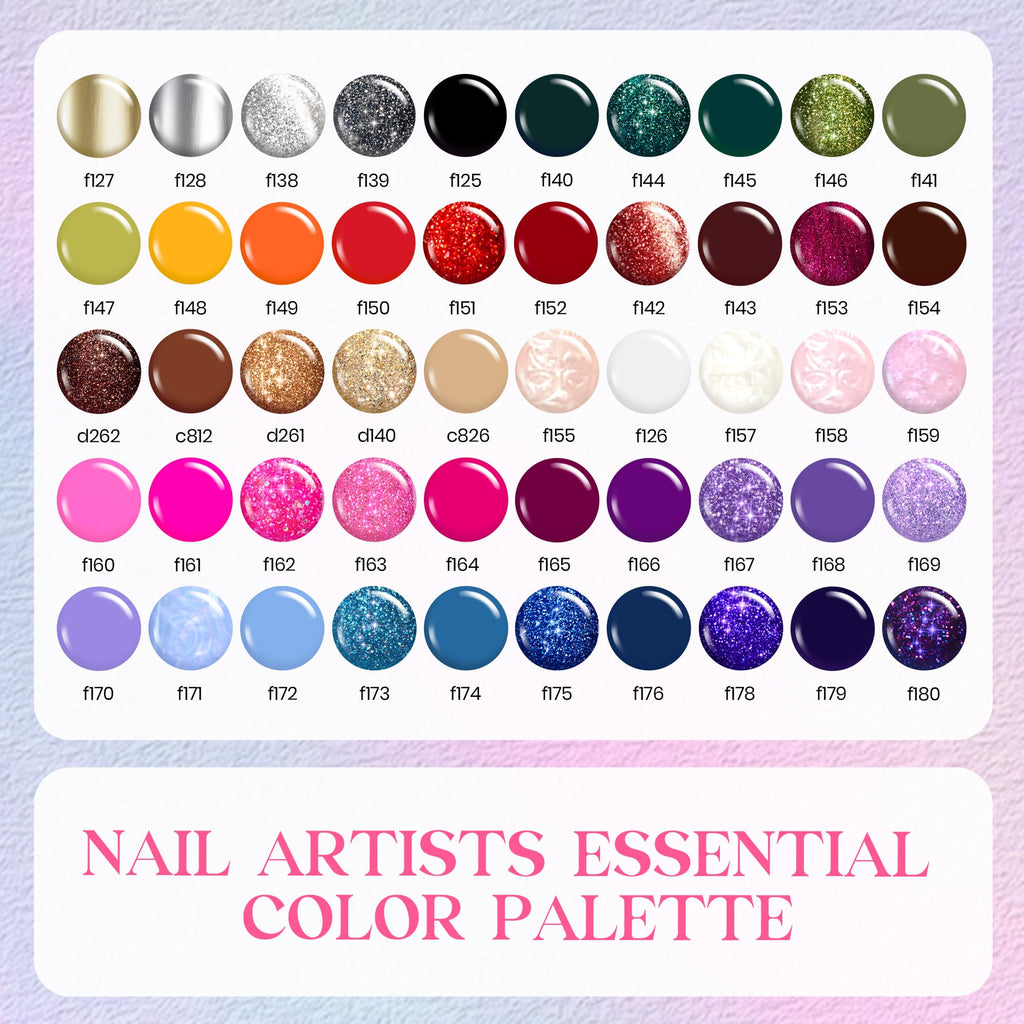 Beetles Gel Liner Nail Art Set – 50 Color Gel Polish Kit with French Tip, Glitter, Swirl & Cat Eye