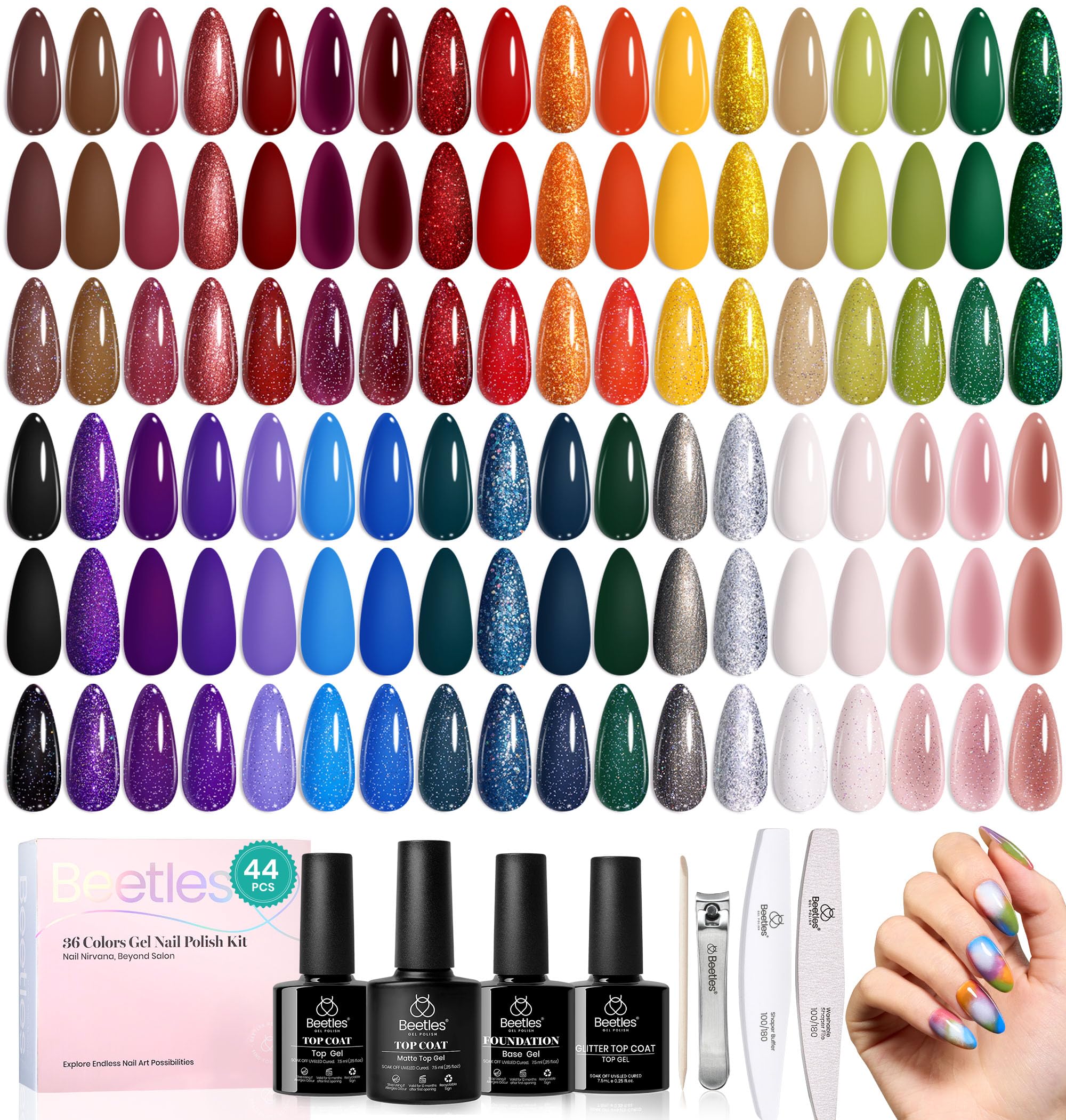 Beetles Gel Nail Kit — Mystic Wonderland, 36 Colors + Base & Top Coats
