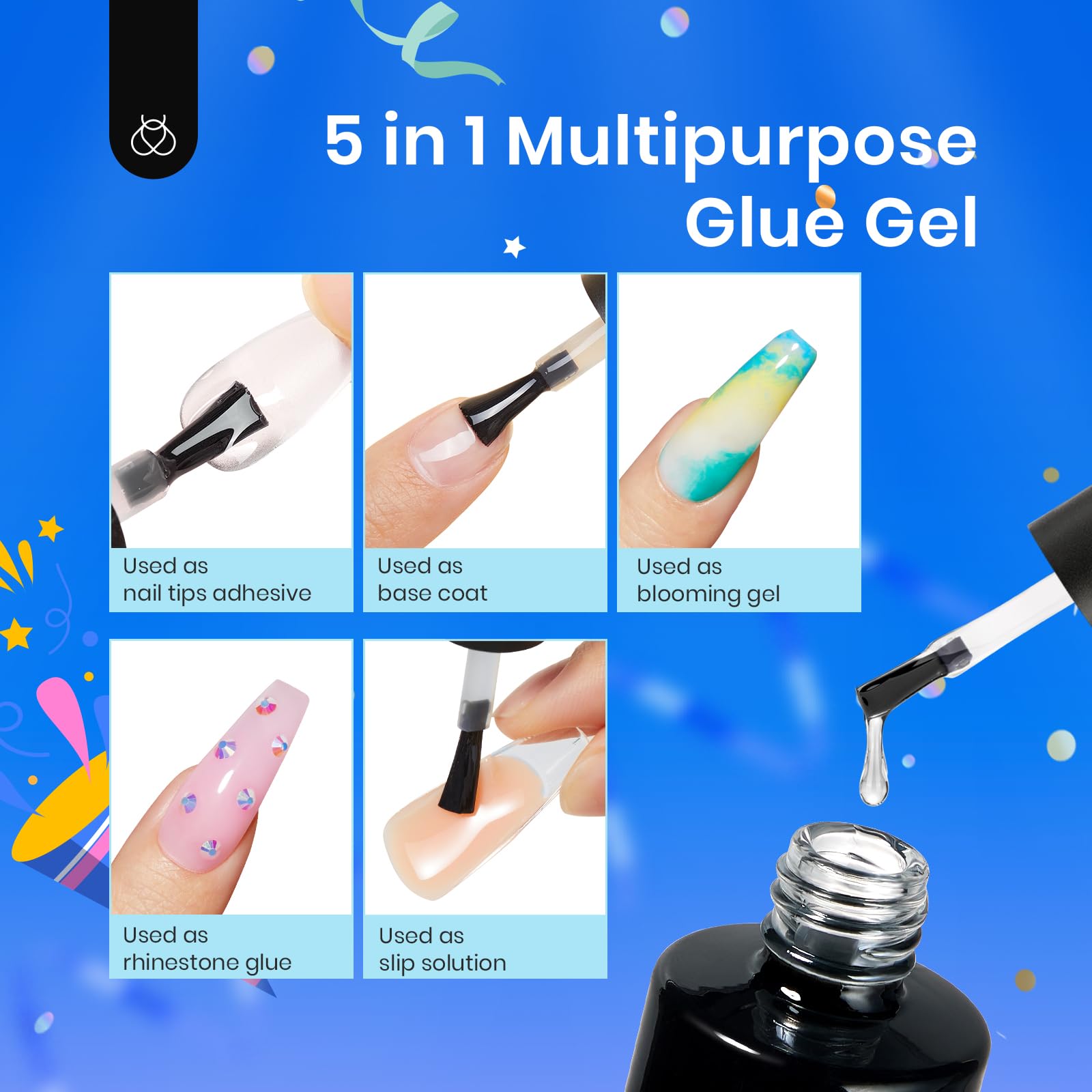 Beetles Gel Nail Kit Etch-X Almond Medium — 500pcs, 12 Sizes, Mini 5-in-1 Glue Lamp