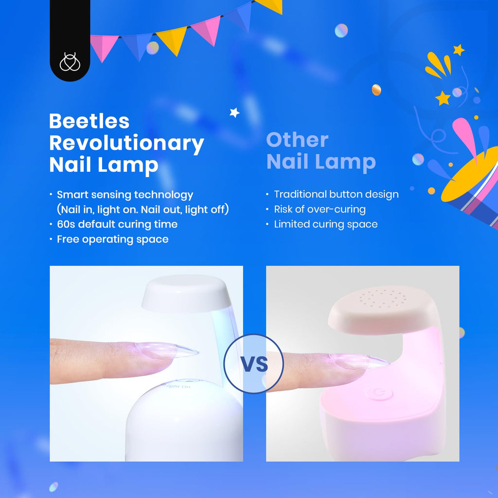 Beetles Gel Nail Kit Etch-X Almond Medium — 500pcs, 12 Sizes, Mini 5-in-1 Glue Lamp