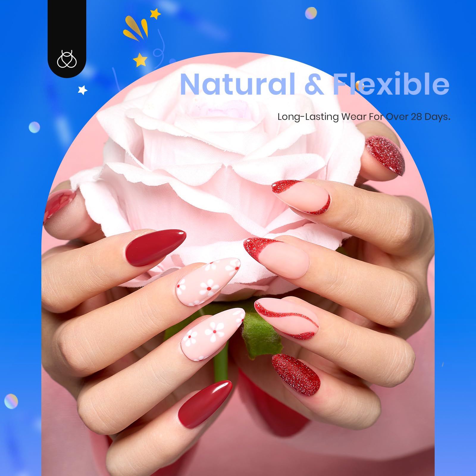 Beetles Gel Nail Kit Etch-X Almond Medium — 500pcs, 12 Sizes, Mini 5-in-1 Glue Lamp
