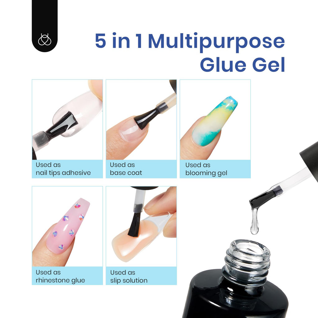Beetles Gel Nail Kit Etch-X: 504-piece Medium Coffin Tips, 5-in-1 Glue Gel & LED Lamp for DIY Nail Extensions