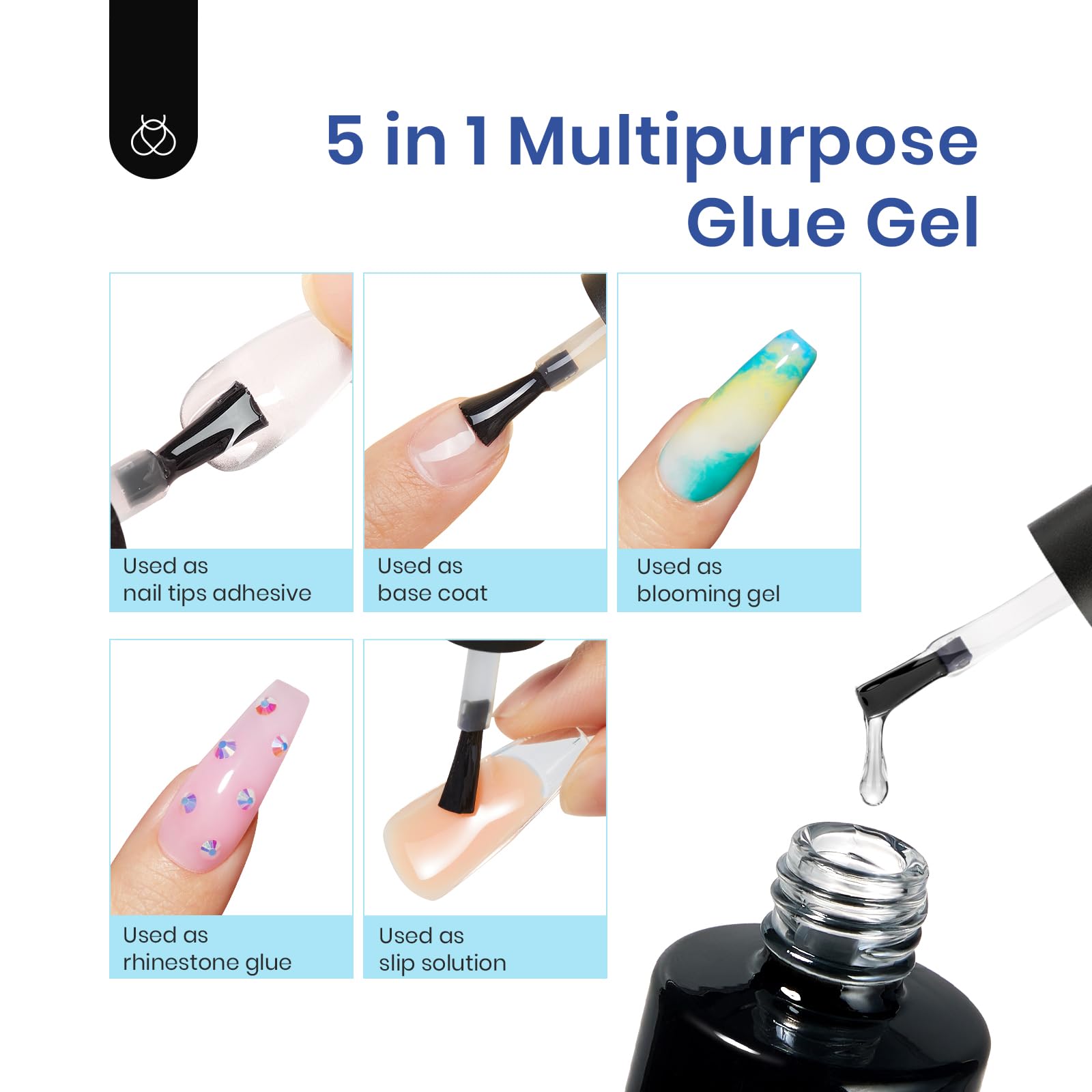 Beetles Gel Nail Kit Etch-X: 504-piece Medium Coffin Tips, 5-in-1 Glue Gel & LED Lamp for DIY Nail Extensions