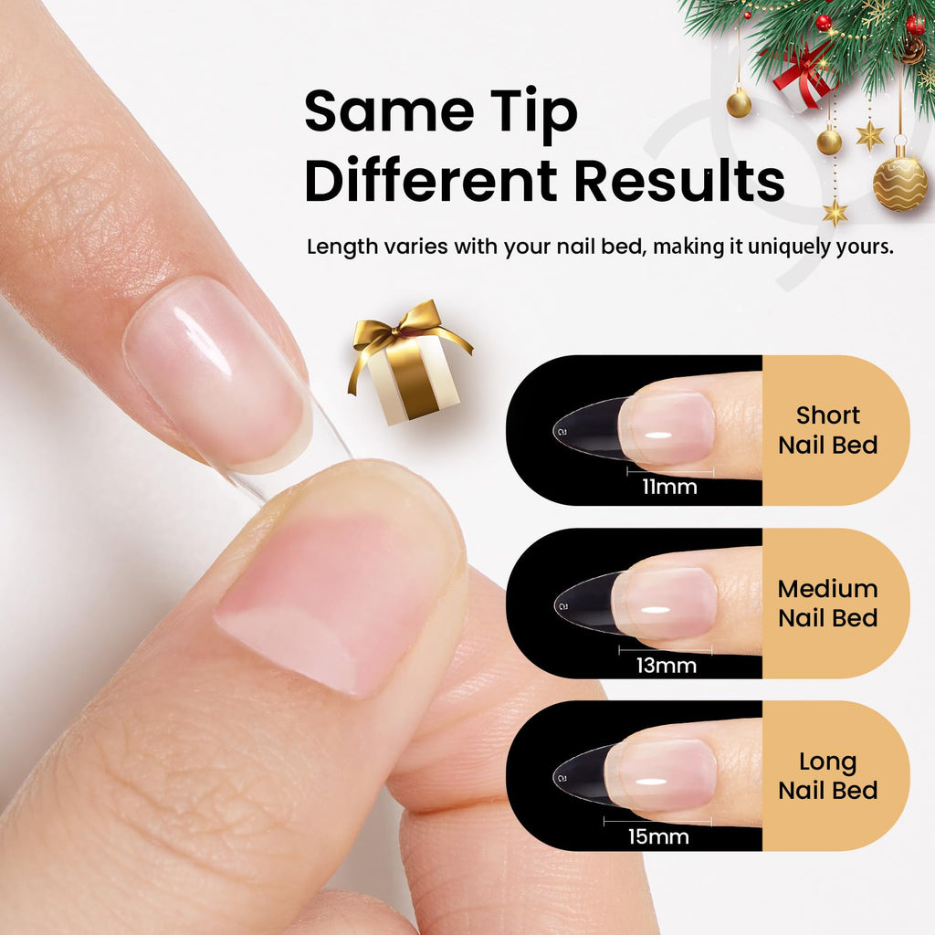 Beetles Gel Nail Kit Medium Almond | 576 Half Matte Tips, Primer, Dehydrator, Glue, Mini UV Lamp