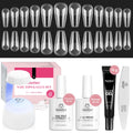 Beetles Gel Nail Kit Medium Coffin with Primer, Dehydrator & 576 Half Matte Tips + Mini Lamp