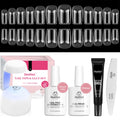 Beetles Gel Nail Kit Short Square — 576Pcs Tips + Mini UV Lamp for DIY Extensions
